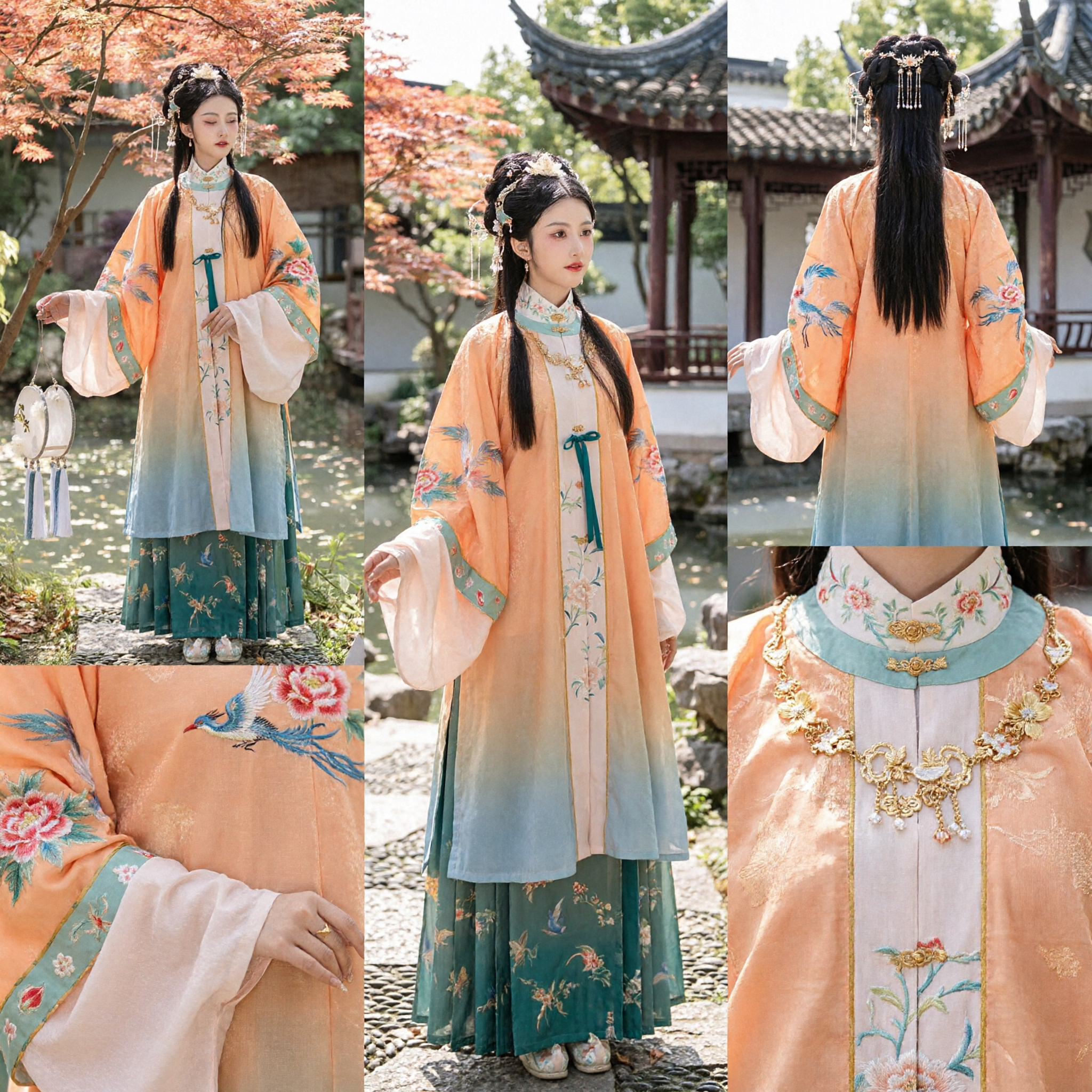 Traditionelles chinesisches Hanfu-Kleid für Frauen antikes Ming-Dynastie-Kostüm Pfirsich bestickte Robe Rock-Set für Cosplay - Asian Costume