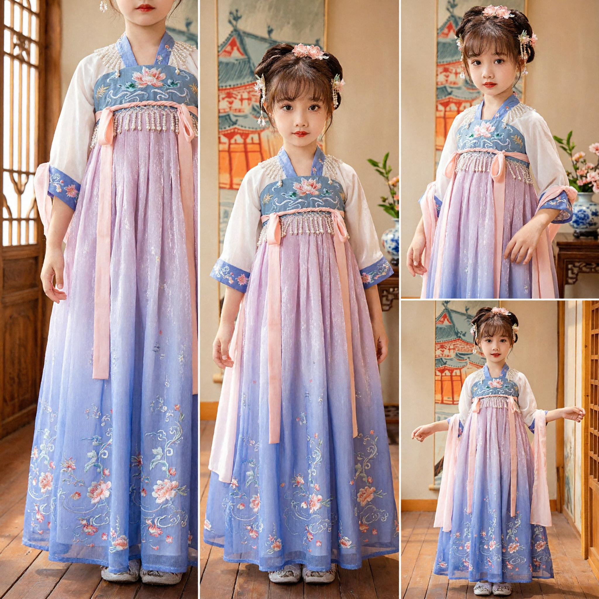 Vestido Tradicional Chino Hanfu para Niñas Traje Antiguo de Princesa Hada para Presentación y Festivales Infantiles - Asian Costume