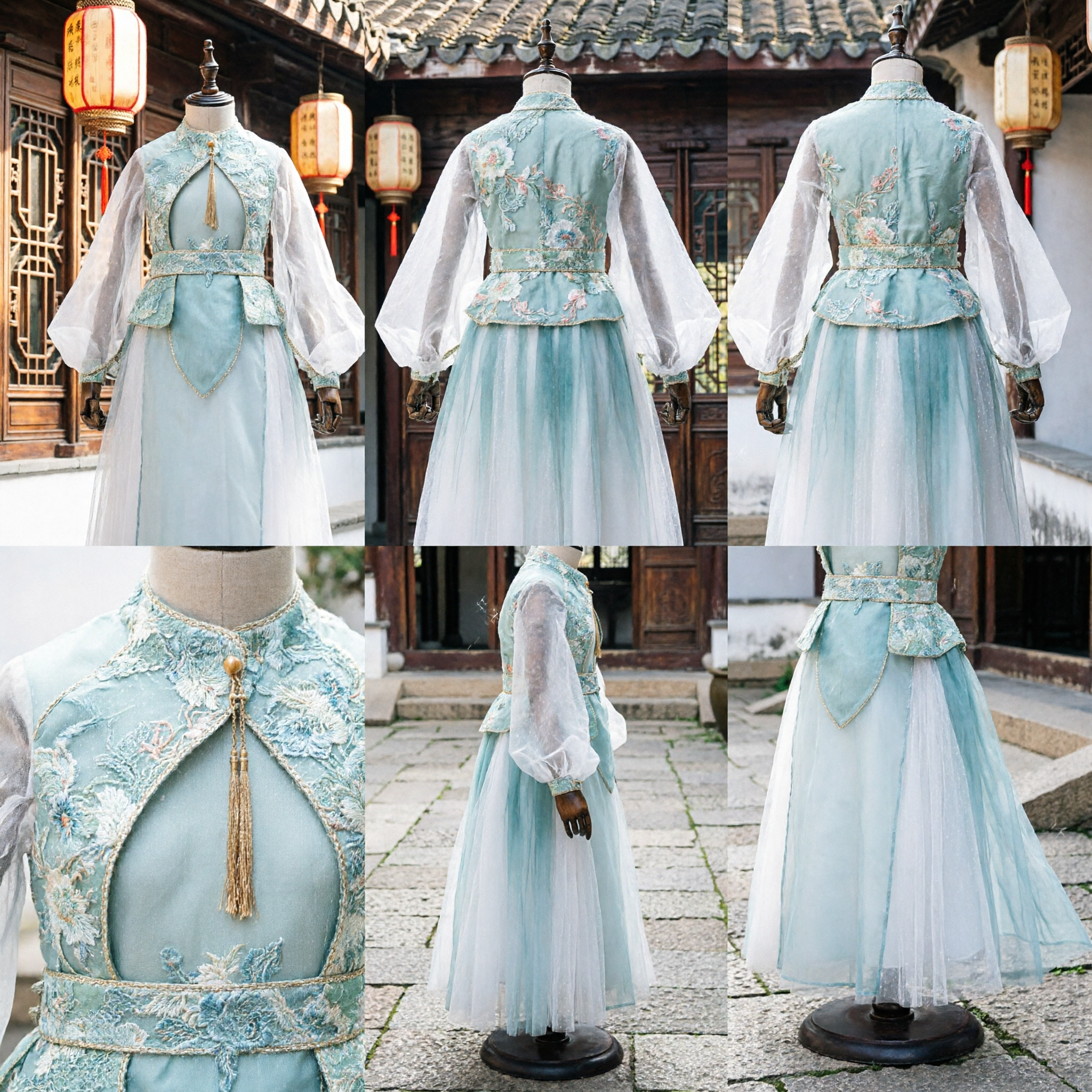 Chinese Traditional Hanfu Costume Ancient Fairy Dress Blue Embroidered Wuxia Cosplay Outfit for Women - Asian Costume