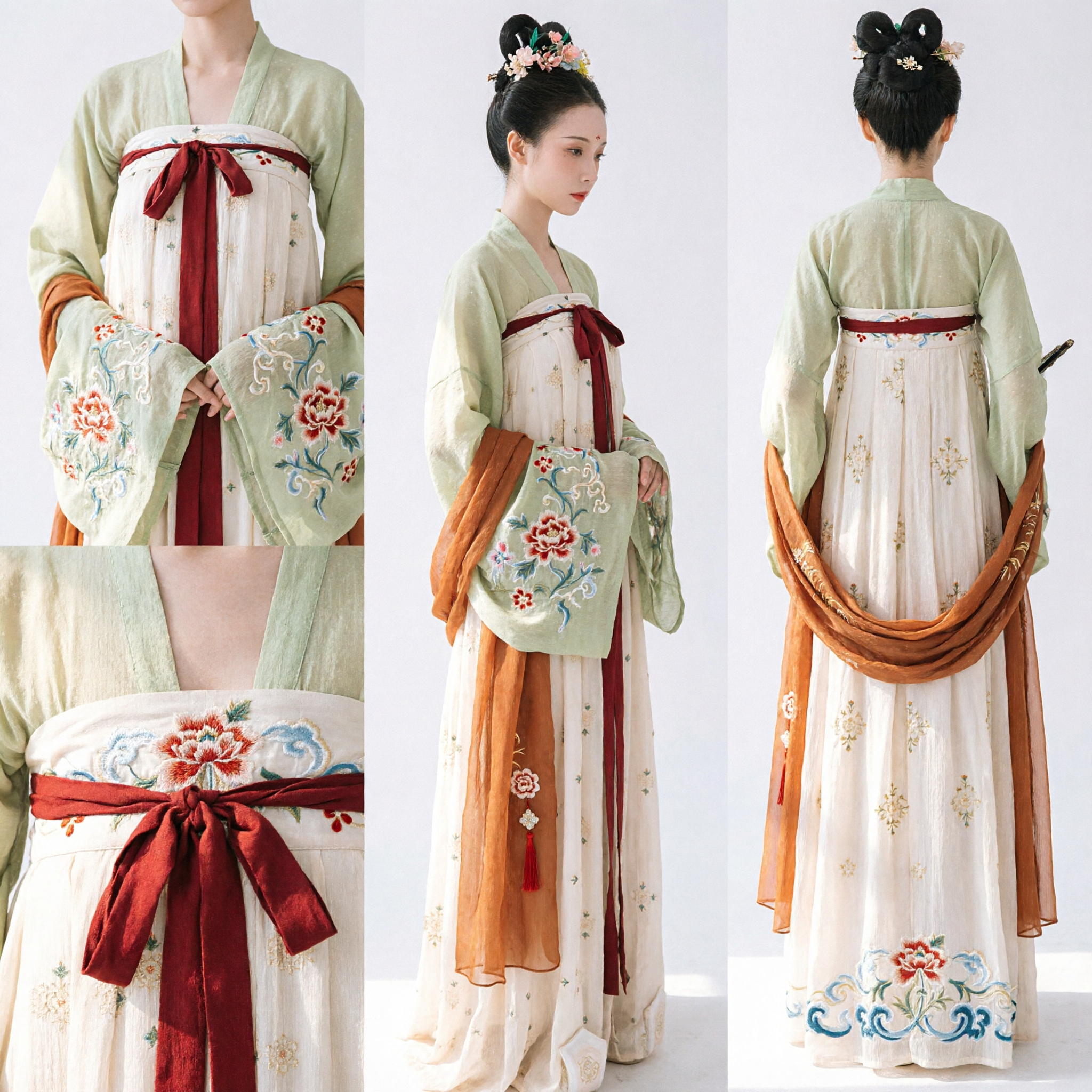 Antikes chinesisches Tang-Dynastie-Hanfu-Kostüm für Damen, grünes Ruqun-Kleid als traditionelle Kleidung für Cosplay - Asian Costume