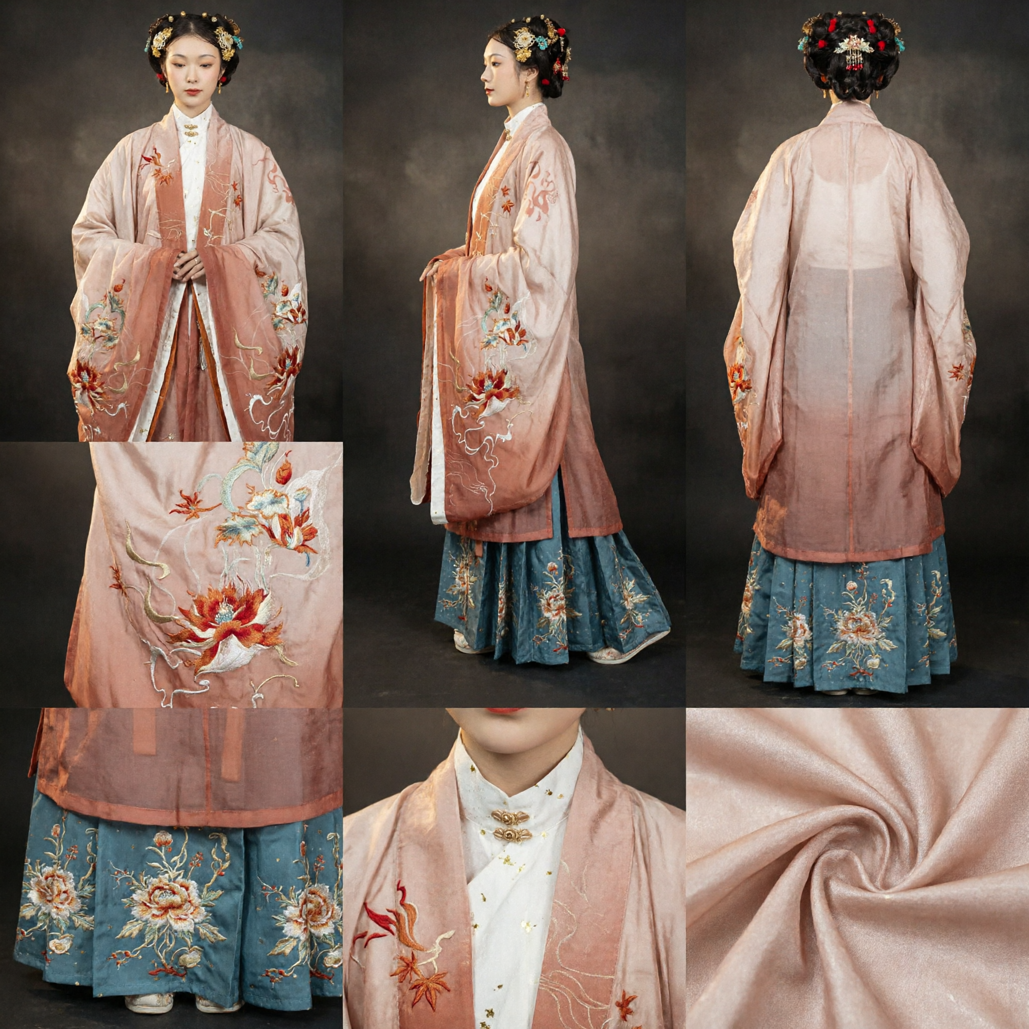 Elegant roze Hanfu Ming-dynastie stijl mantel met kraanvogelborduur traditioneel Chinees trouwkostuum voor vrouwen - Asian Costume