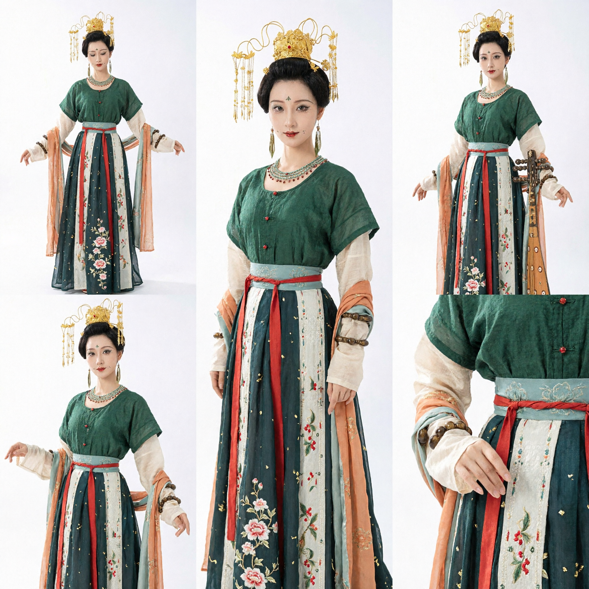 Costume Tradizionale Cinese Hanfu Verde della Dinastia Tang Abito da Antica Dama di Palazzo per Donne per Performance - Asian Costume
