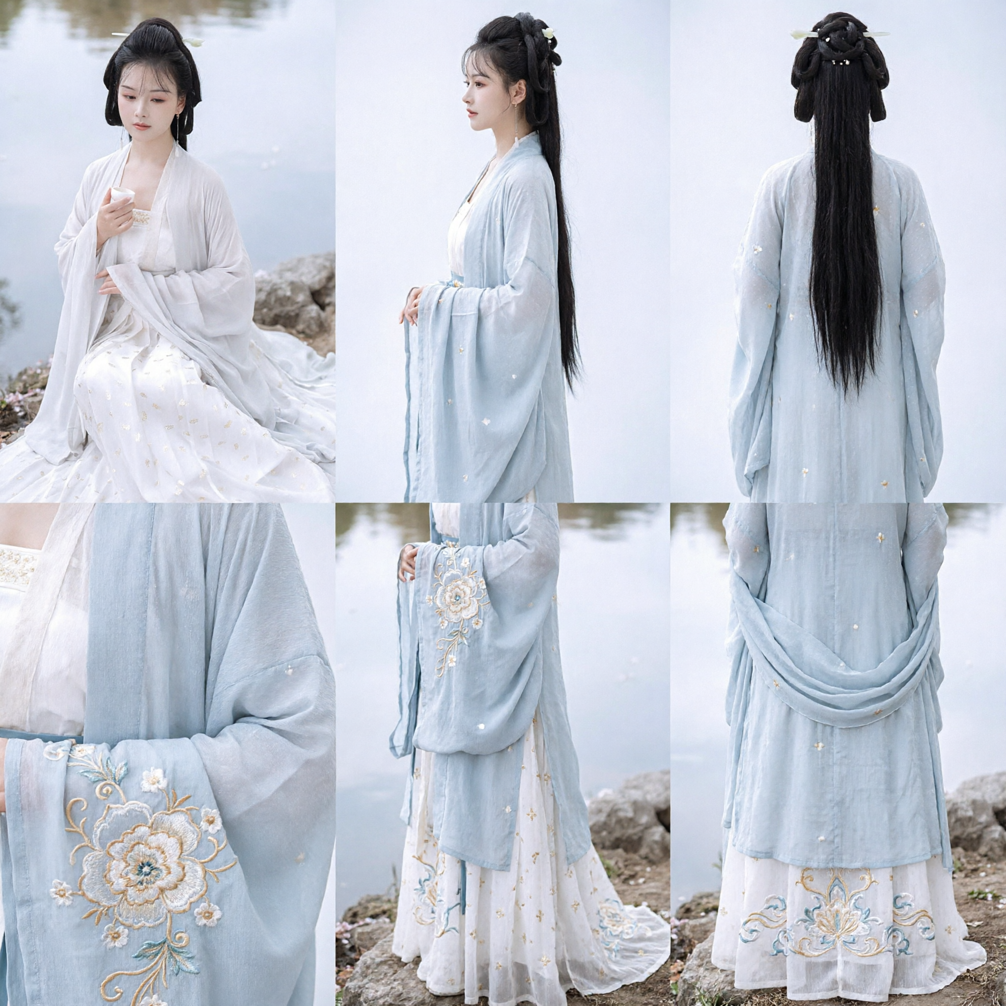 Hanfu no Estilo da Dinastia Song, Vestido de Fada Branco Antigo, Conjunto Completo de Traje Antigo para Mulheres - Asian Costume
