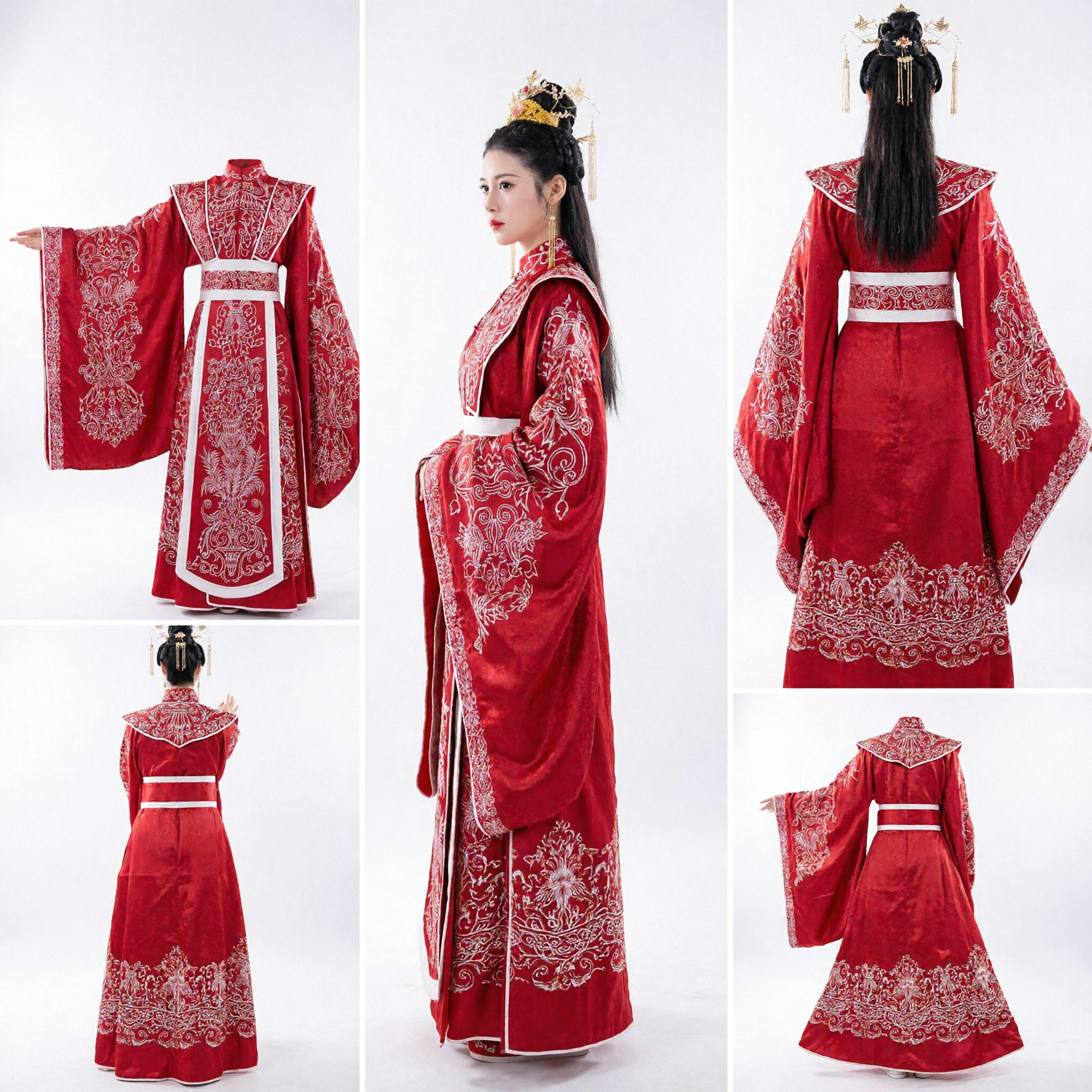 Vestido de Novia Tradicional Chino Hanfu Rojo Bordado, Traje Antiguo de Princesa y Emperatriz para Mujeres en Presentaciones Escénicas - Asian Costume