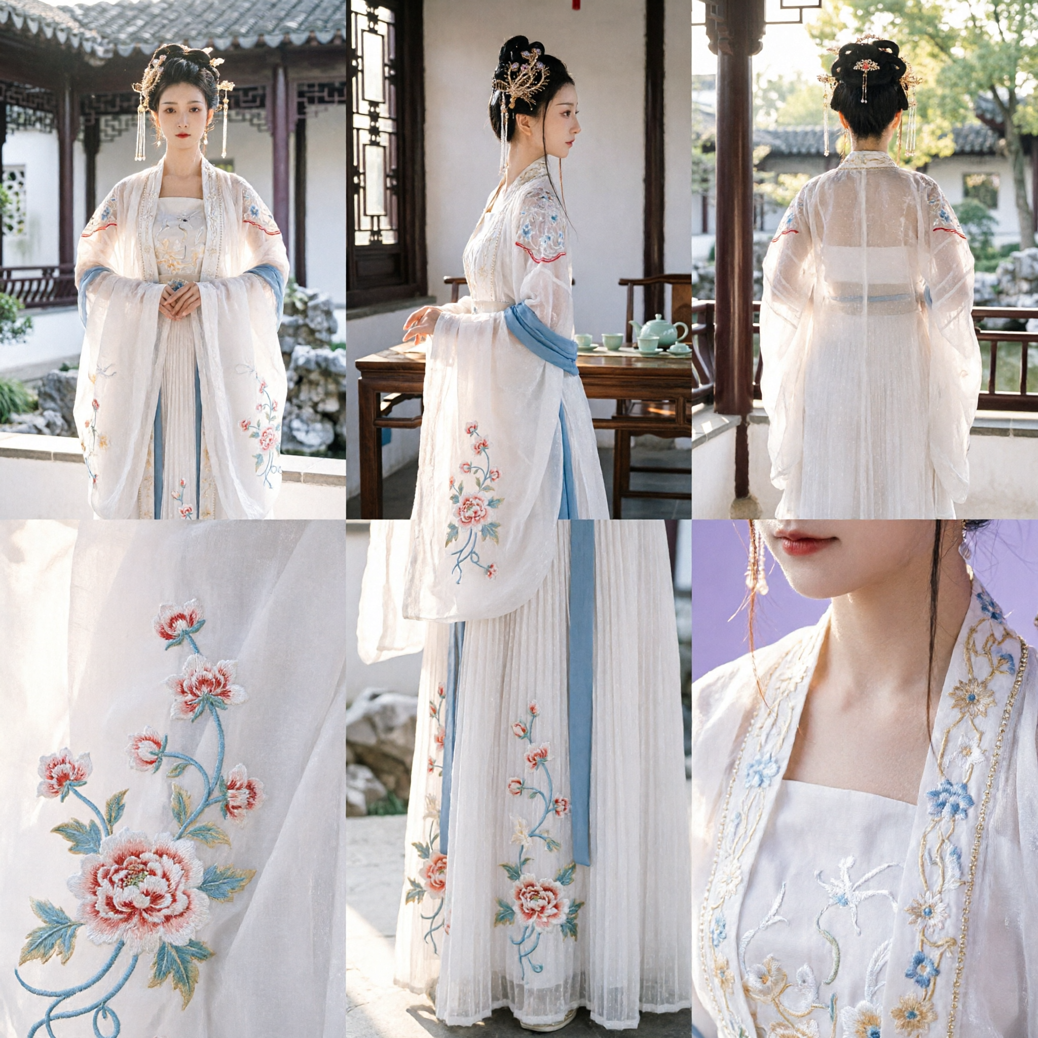 Vrouwen Traditioneel Chinese Hanfu Kostuum Wit Geborduurde Oude Fee Prinses Jurk voor Cosplay en Fotografie - Asian Costume