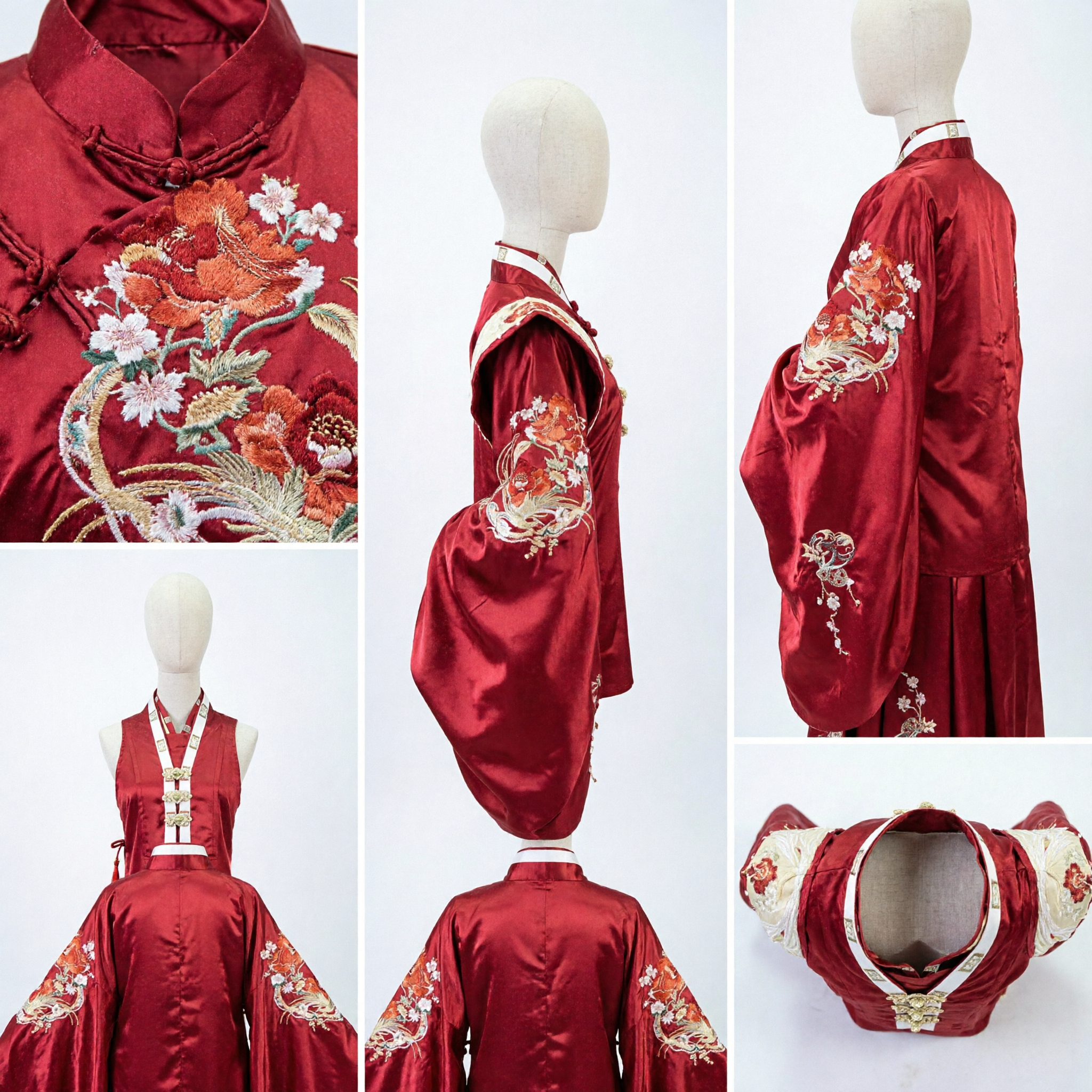Traditionele Chinese Hanfu rode geborduurde grote mouw gewaad oud huwelijksceremoniekostuum voor vrouwen - Asian Costume