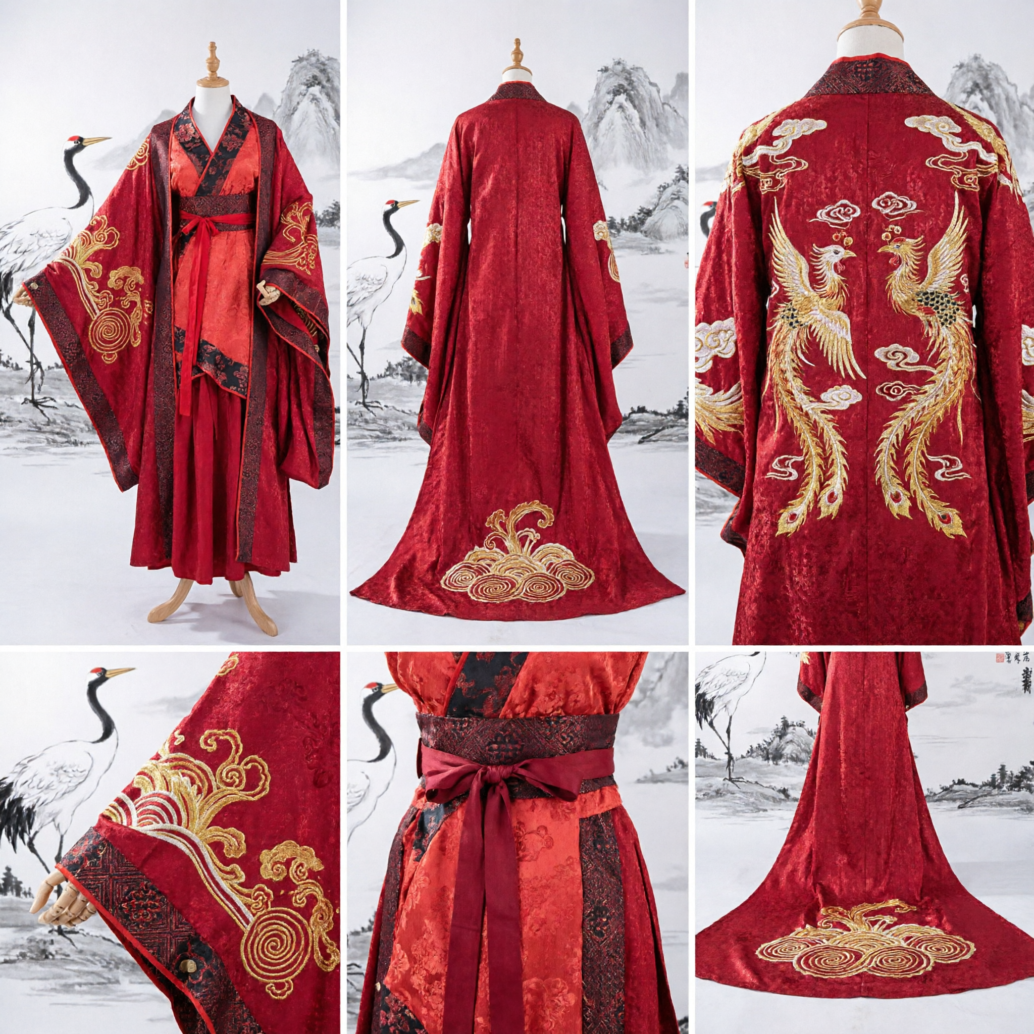 Hanfu Tradicional Chino Traje Antiguo Rojo Túnica Bordada para Mujeres Vestido de Cosplay para Ceremonia de Boda - Asian Costume