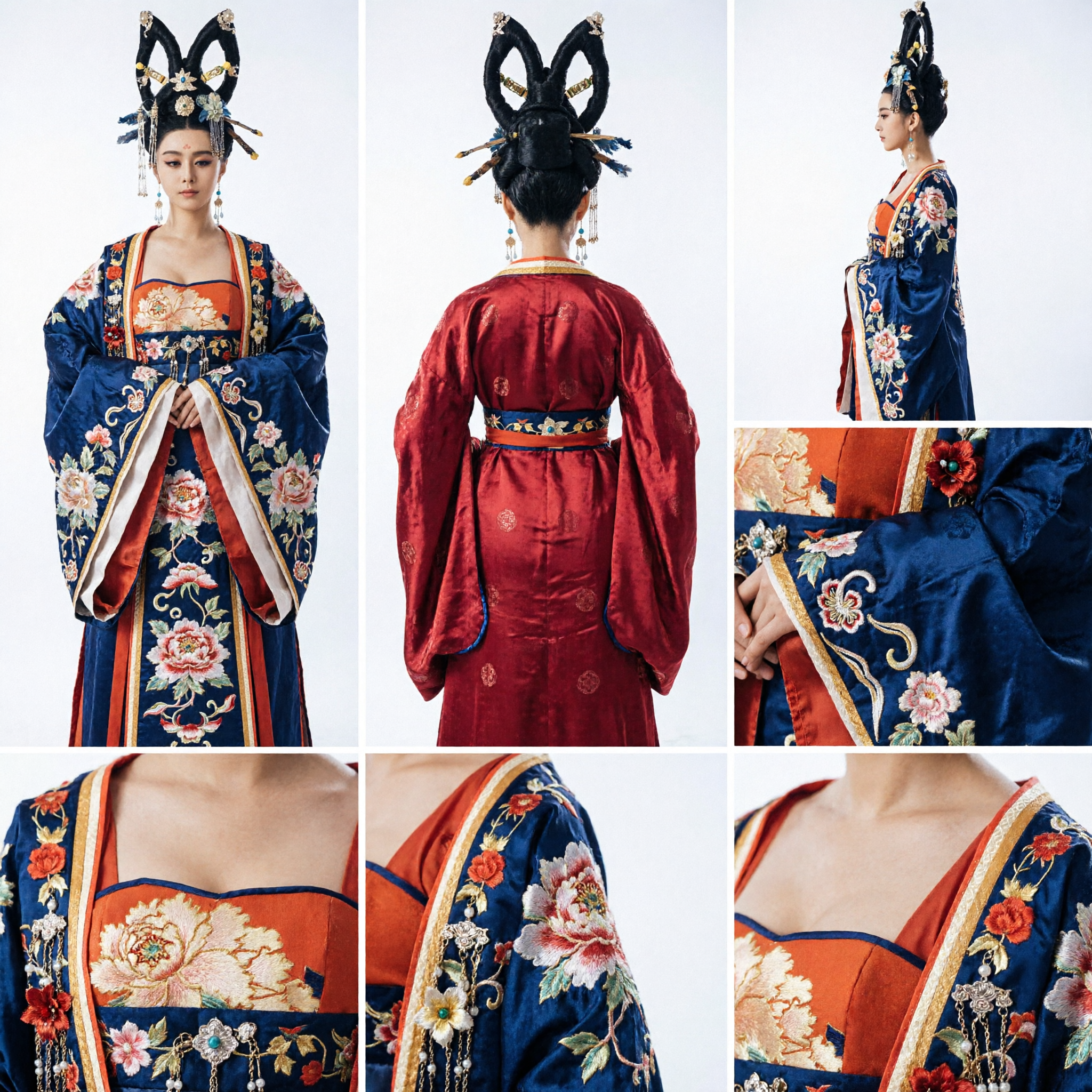 Misia starożytna chińska ozdoba głowy cesarzowej z dynastii Tang – czarna aksamitna przepaska ze złotą biżuterią do cosplayu Hanfu - Asian Costume