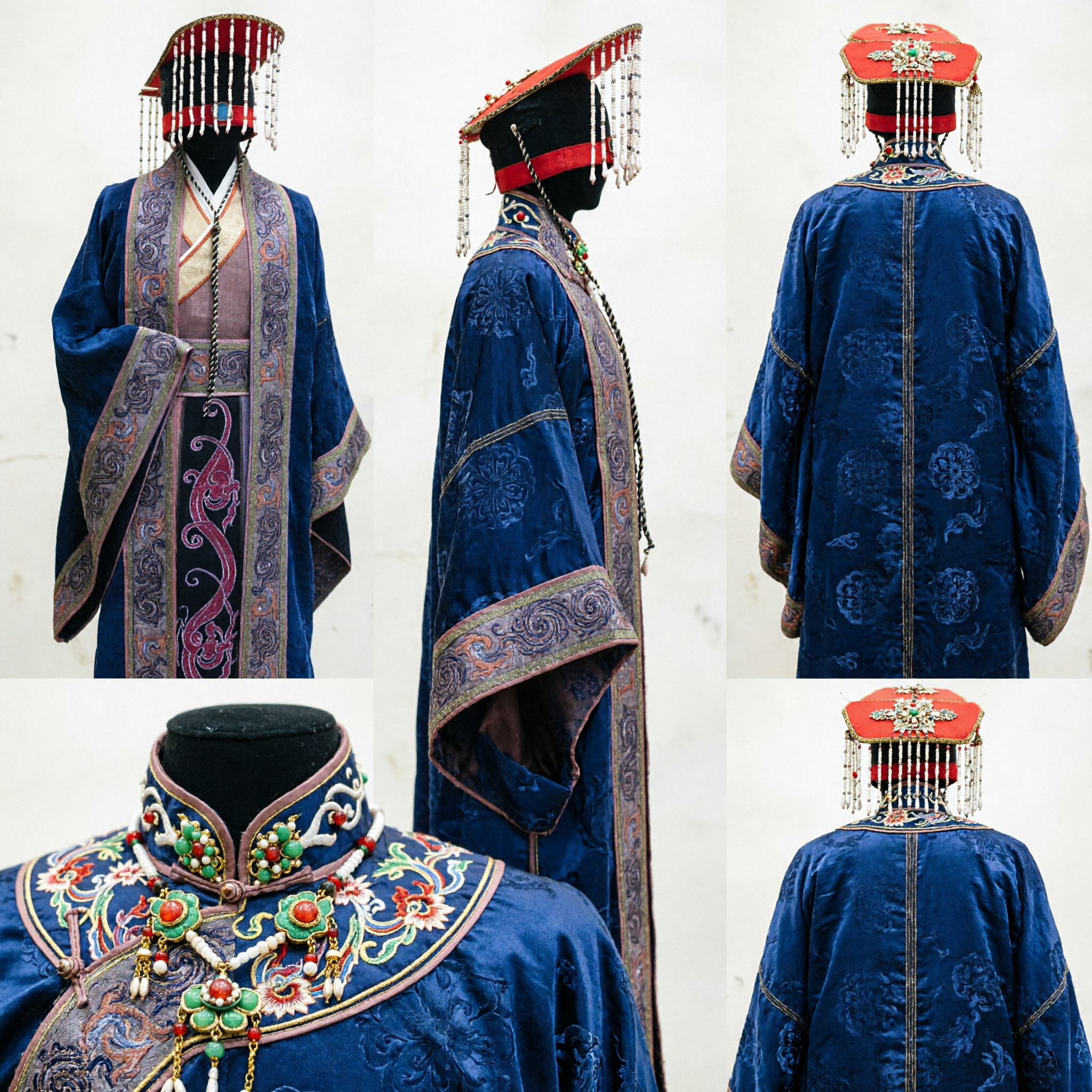Traje de Imperador Chinês Antigo, Túnica Real Azul com Coroa para Cosplay Masculino, Performance no Palco, Hanfu Tradicional - Asian Costume