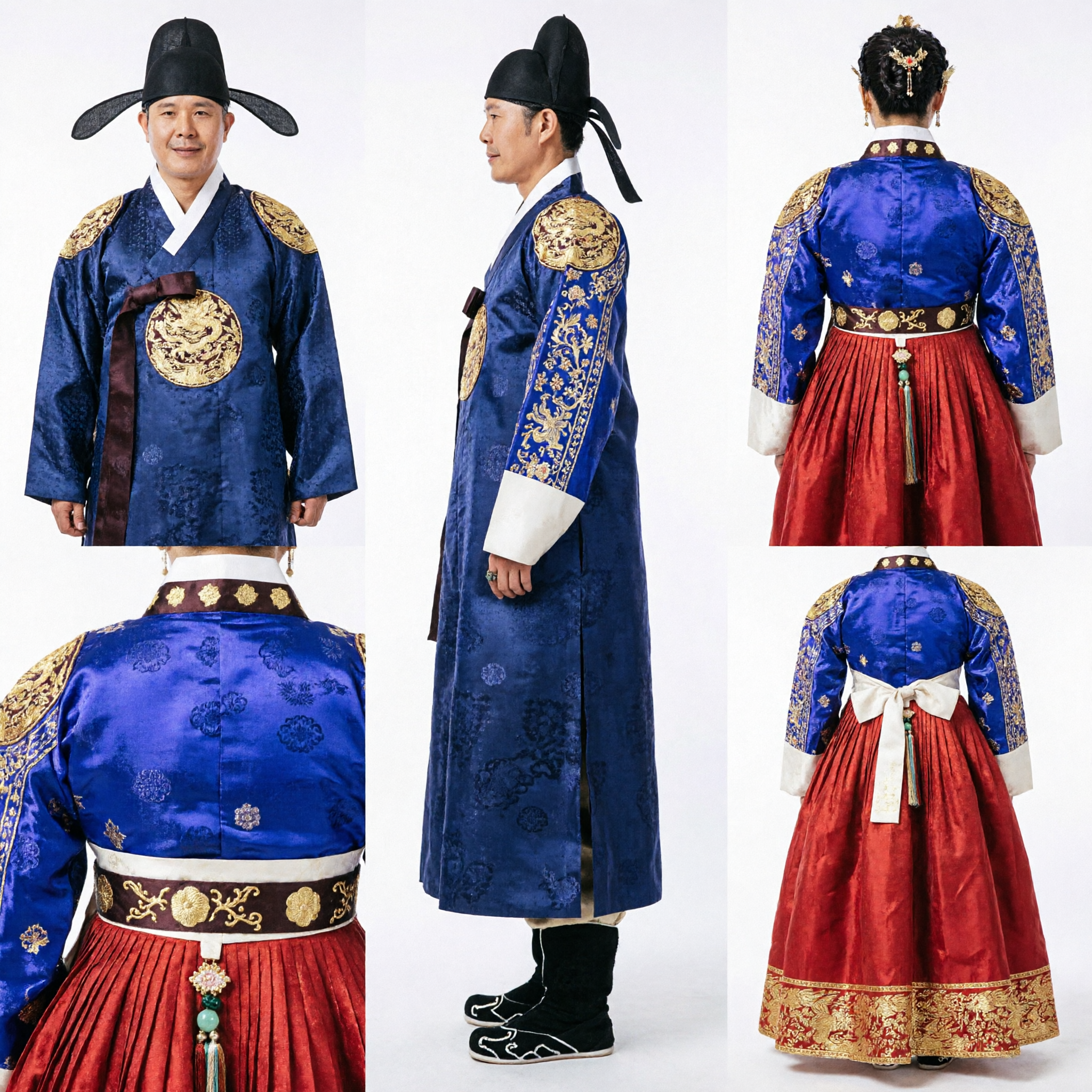 Ensemble Hanbok de Mariage Coréen Traditionnel, Costume de Couple Royal Marié et Mariée pour Cosplay de Drame Historique - Asian Costume