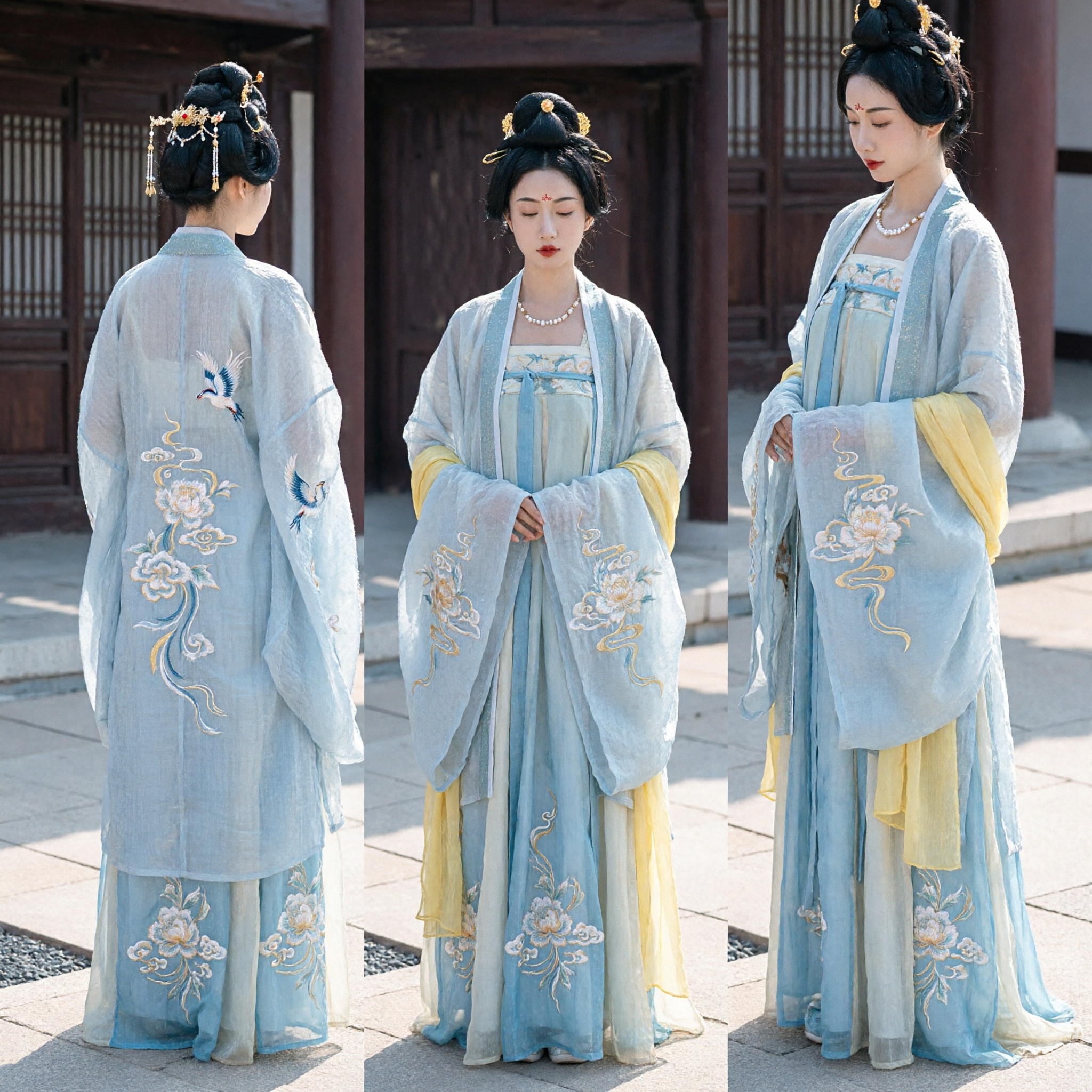 Tradycyjny chiński Hanfu z dynastii Tang, starożytny strój Ruqun, niebieska suknia dla kobiet do historycznego cosplayu i występów - Asian Costume