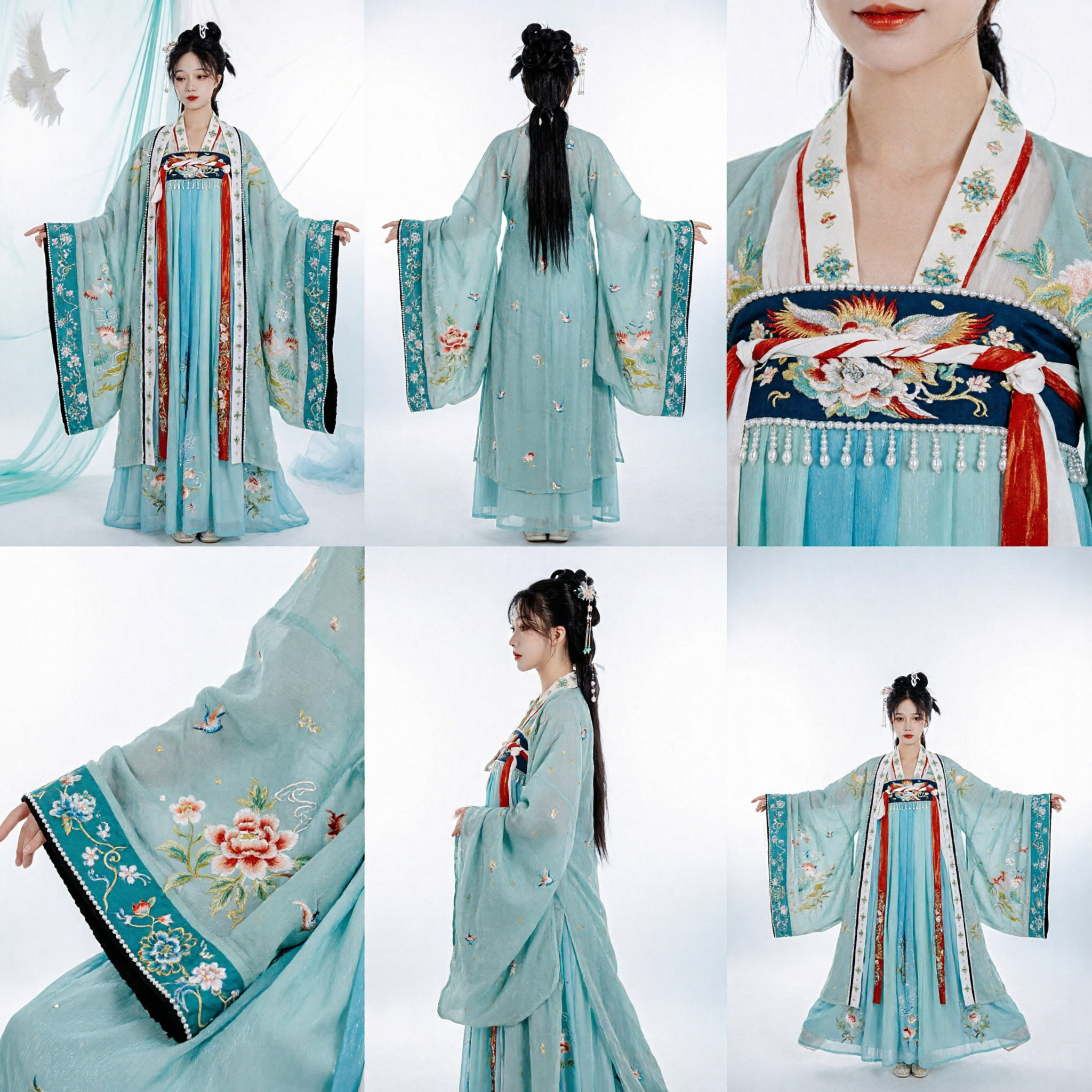 Elegante Traje de Fada com Bordado de Garça Hanfu Chinês da Dinastia Tang Vestido Antigo Tradicional para Mulheres - Asian Costume