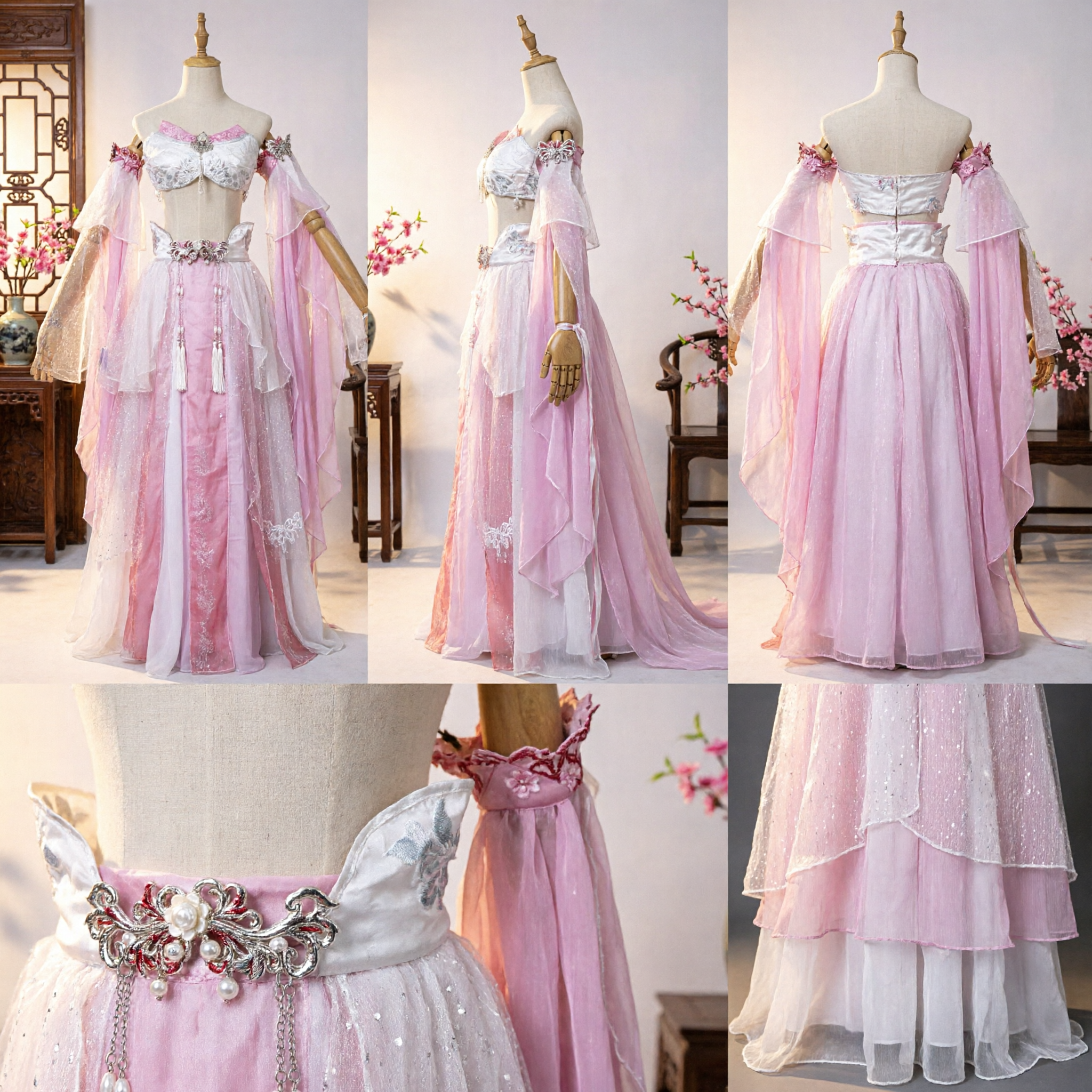 Elegant Ancient Chinese Hanfu Pink Fairy Costume Traditional Fantasy Dress for Women Cosplay Performance - Asian Costume