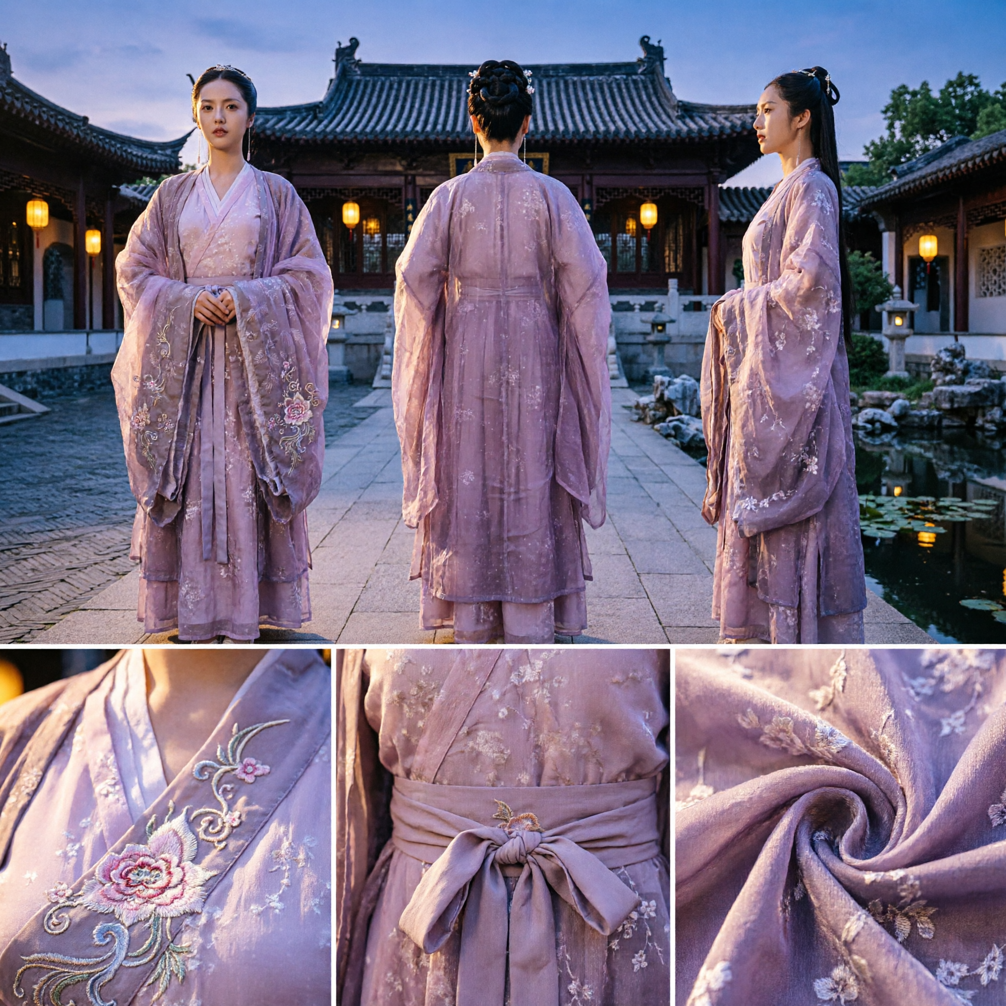 Traditionelle chinesische Hanfu Lila antikes Feenkleid Elegantes besticktes Gewand für Frauen Cosplay - Asian Costume