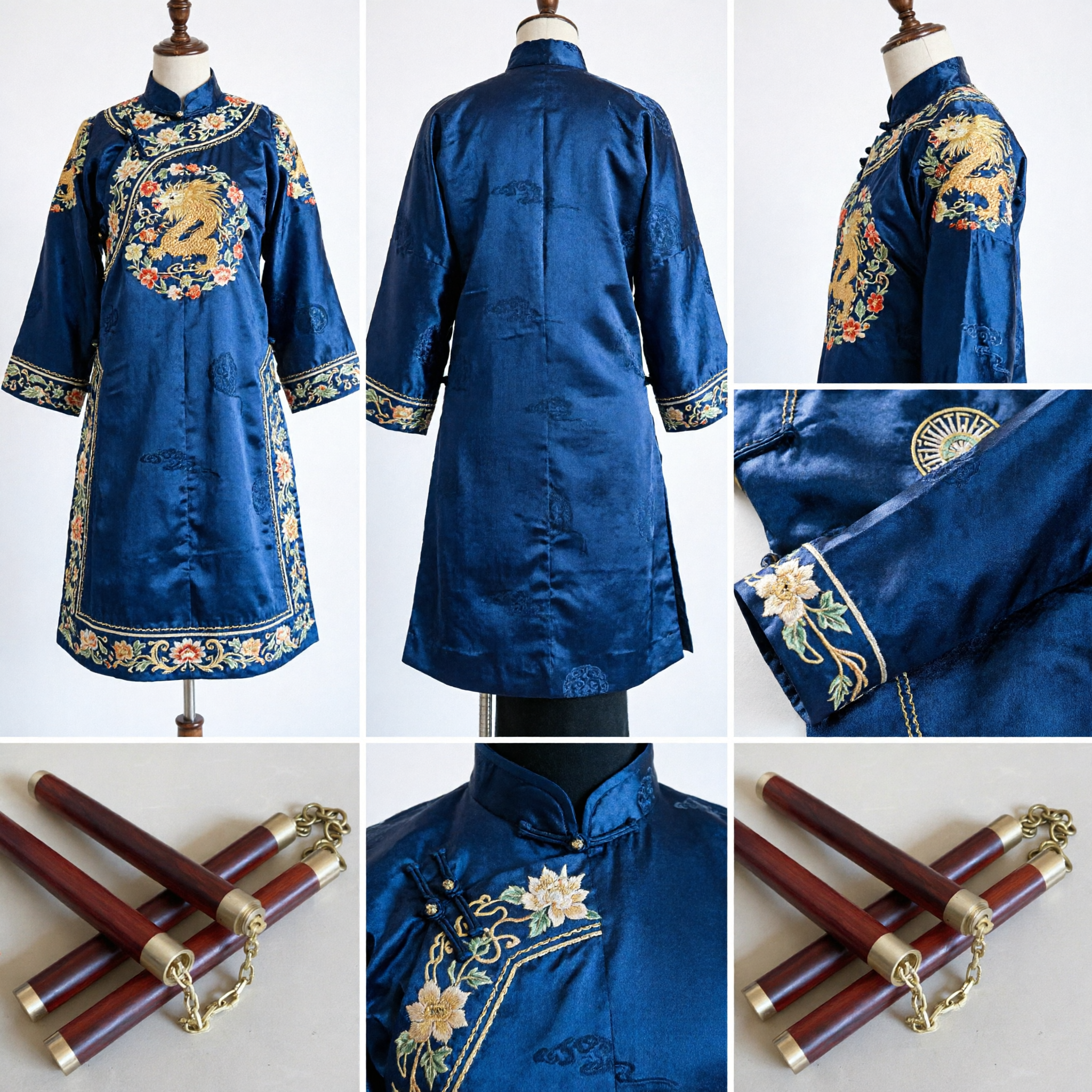 Традиционные деревянные нунчаки с латунной цепью, китайское оружие кунг-фу и боевых искусств для тренировок и выступлений - Asian Costume