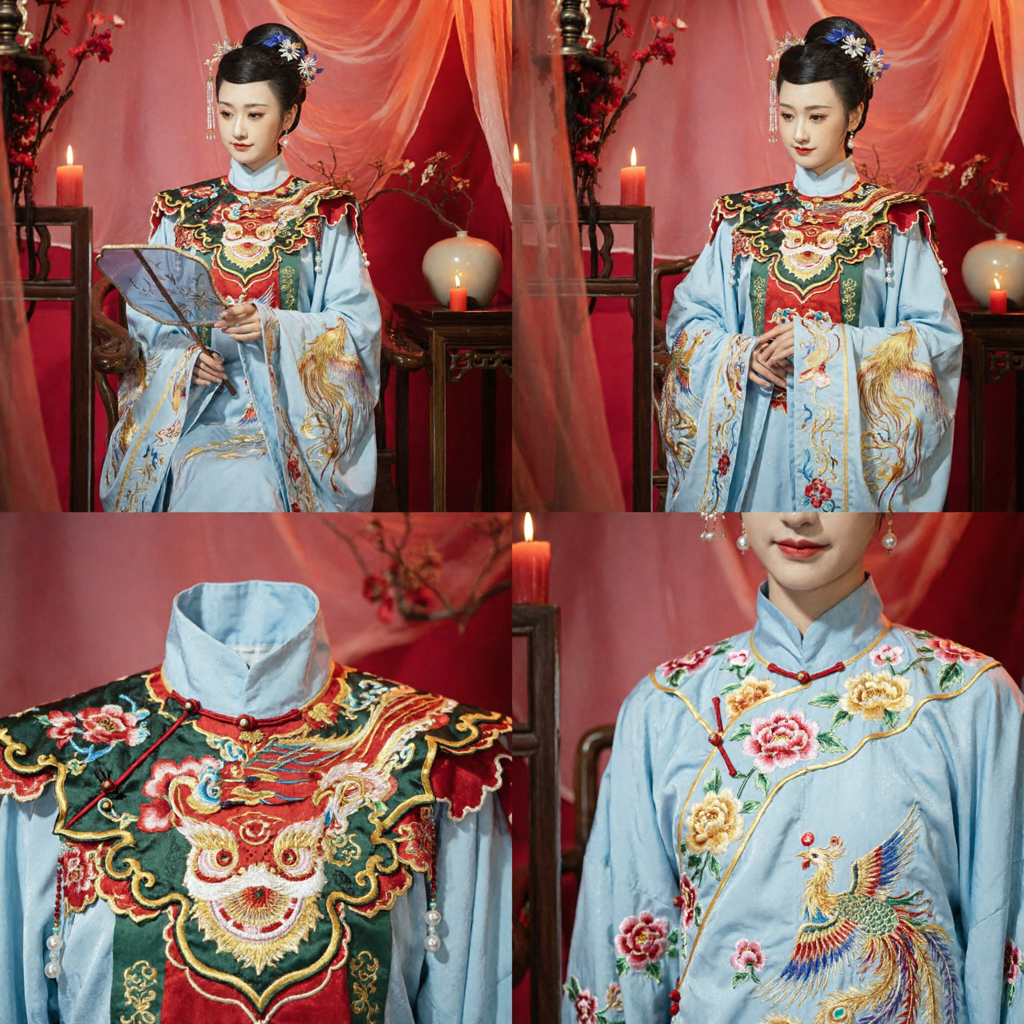 Tradycyjny Chiński Hanfu z Dynastii Ming, Haftowana Szata Feniksa, Starożytny Kostium Księżniczki Pałacowej dla Kobiet - Asian Costume