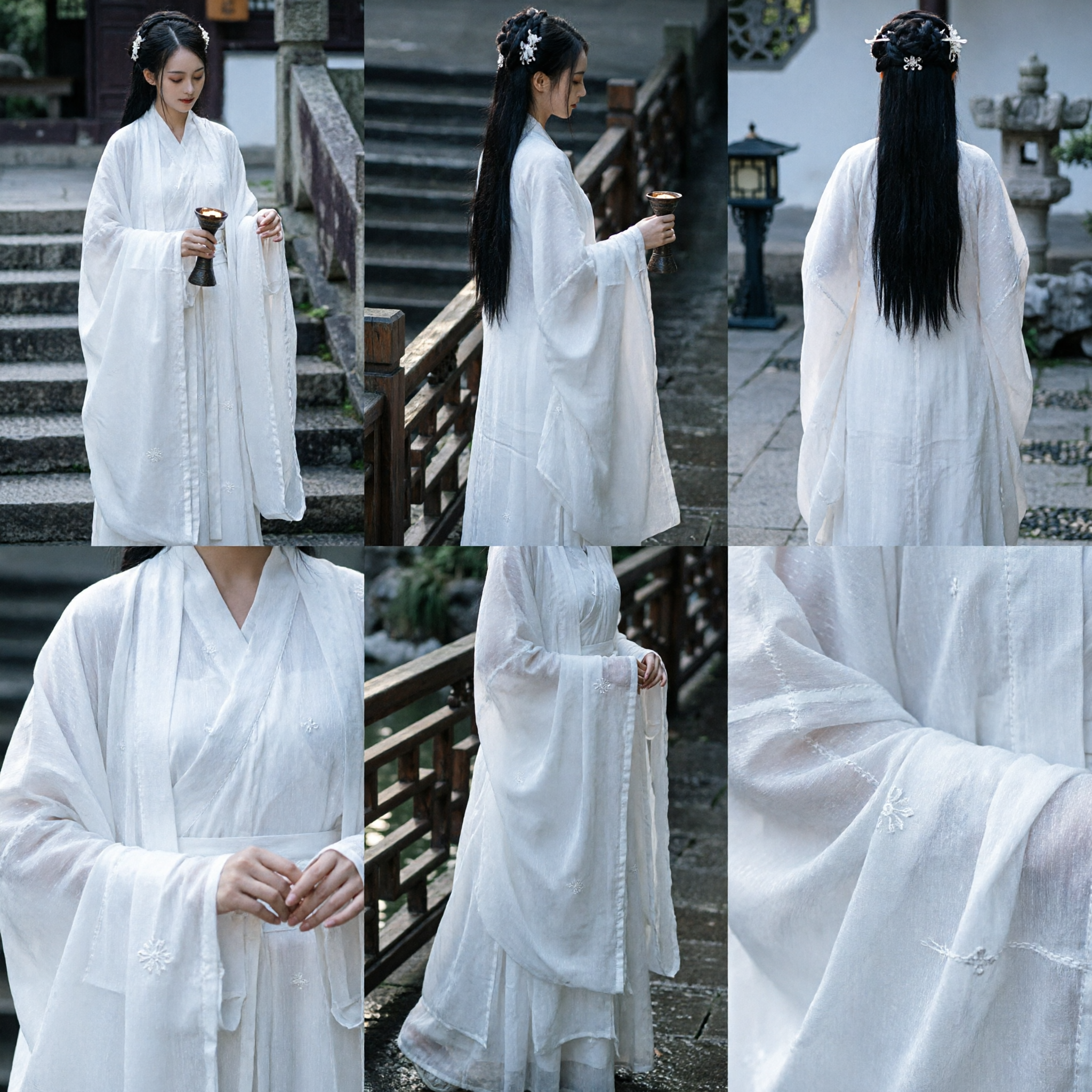 Hanfu chinois traditionnel blanc élégant, robe de fée ancienne pour femmes, cosplay, drame historique - Asian Costume