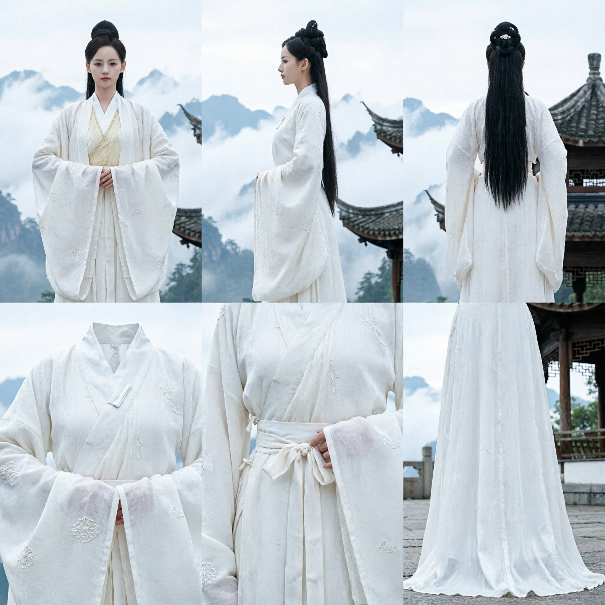 Hanfu Tradicional Chino Vestido Blanco de Hada Traje Antiguo para Mujer Atuendo de Cosplay Xianxia - Asian Costume