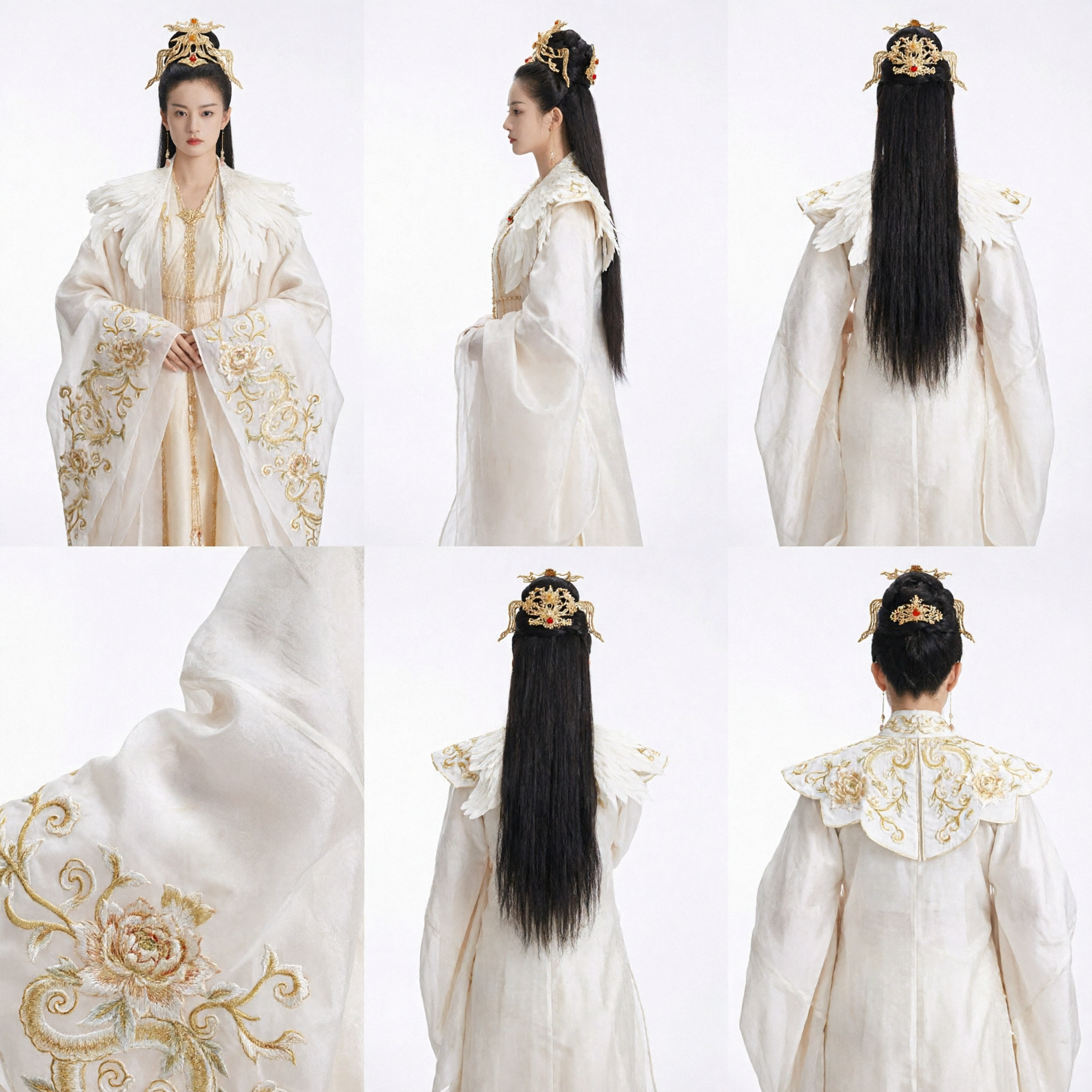 Starożytny Chiński Kostium Fantazyjnej Księżniczki Xianxia, Biała Piórowana Peleryna, Suknia Hanfu dla Kobiet, Cosplay - Asian Costume