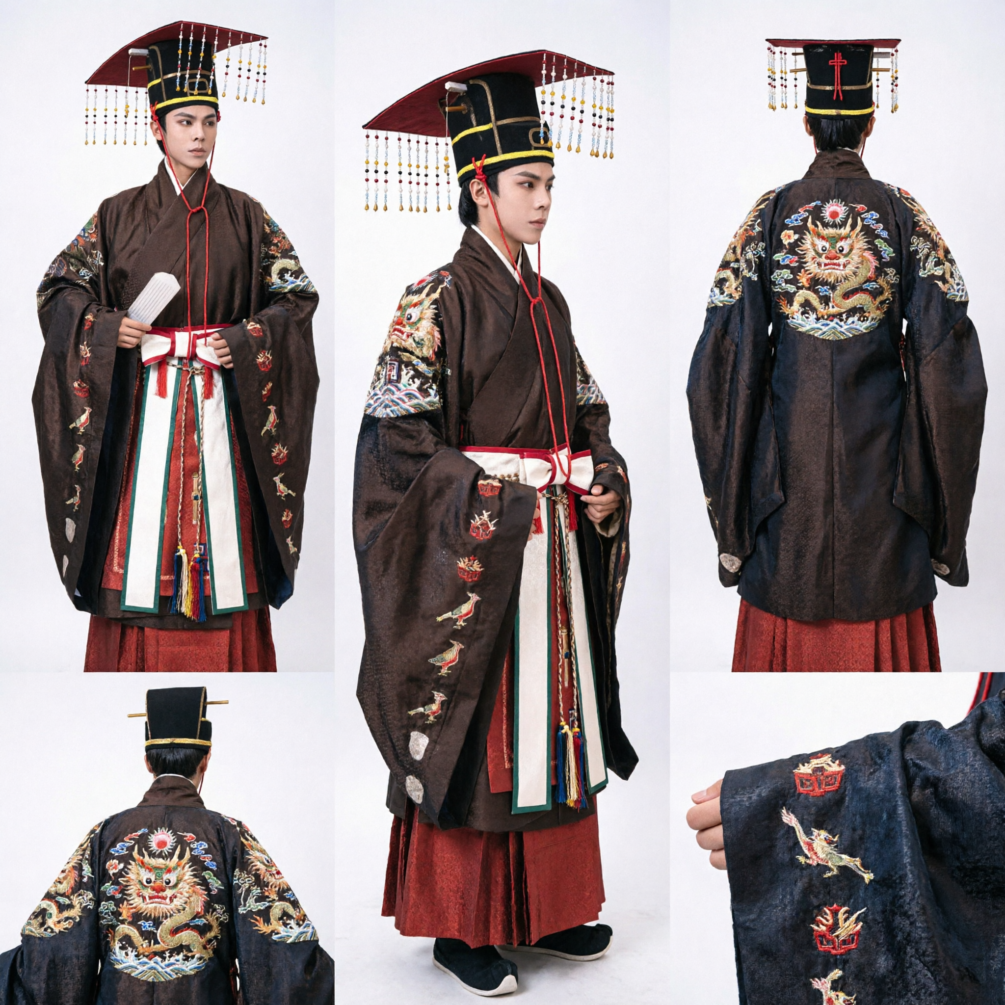 Veste Ufficiale Hanfu Tradizionale Cinese della Dinastia Ming Costume da Antico Studioso per Uomini Matrimonio Cosplay e Fotografia - Asian Costume