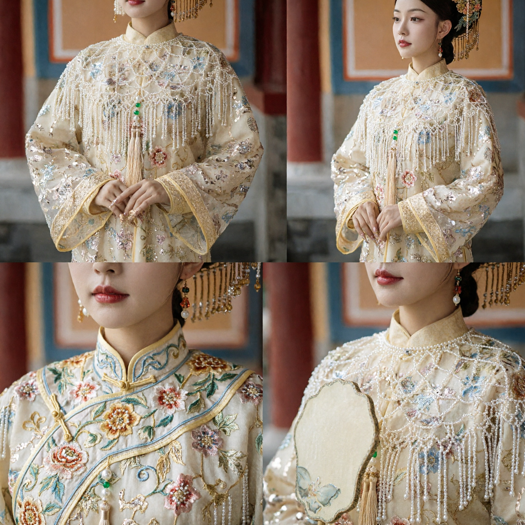 Traje Tradicional Chino de Mujer Noble de la Dinastía Qing, Conjunto de Túnica Amarilla Bordada y Tocado para Fotografía Histórica - Asian Costume