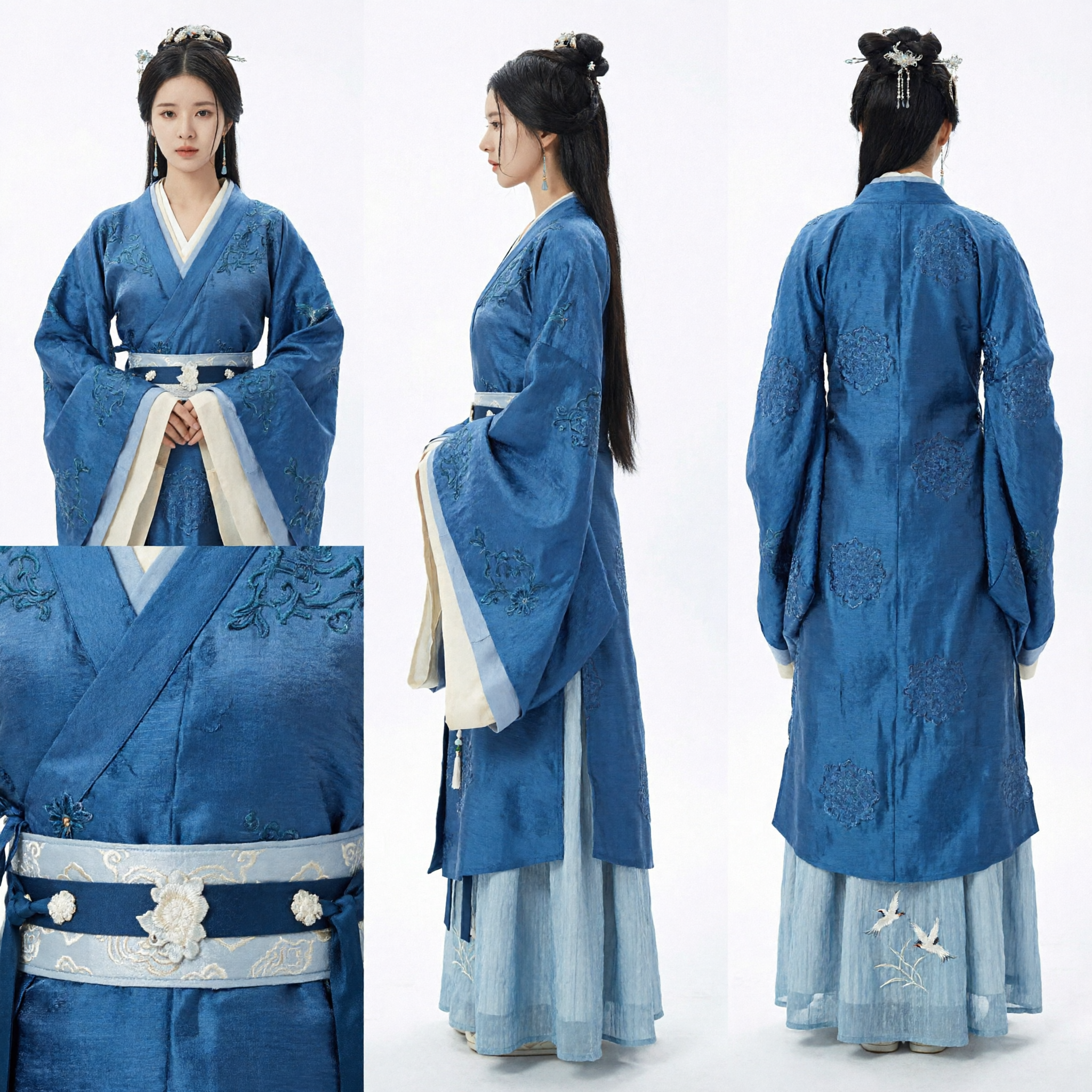 Elegant Blue Hanfu Dress Traditional Chinese Ancient Court Lady Costume for Women Historical Cosplay - Asian Costume