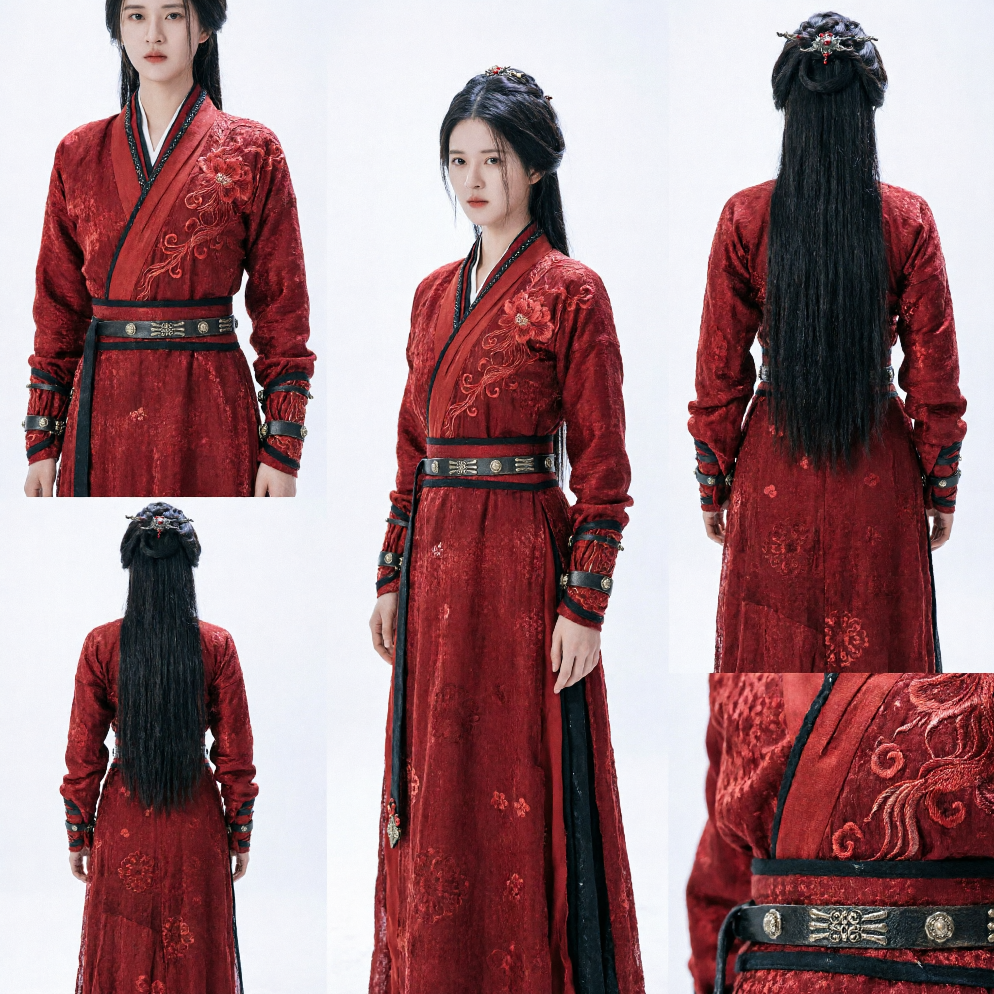 Traje Wuxia Chinês Antigo Hanfu Vermelho Robe Tradicional de Cavaleiro Andante para Mulheres - Asian Costume