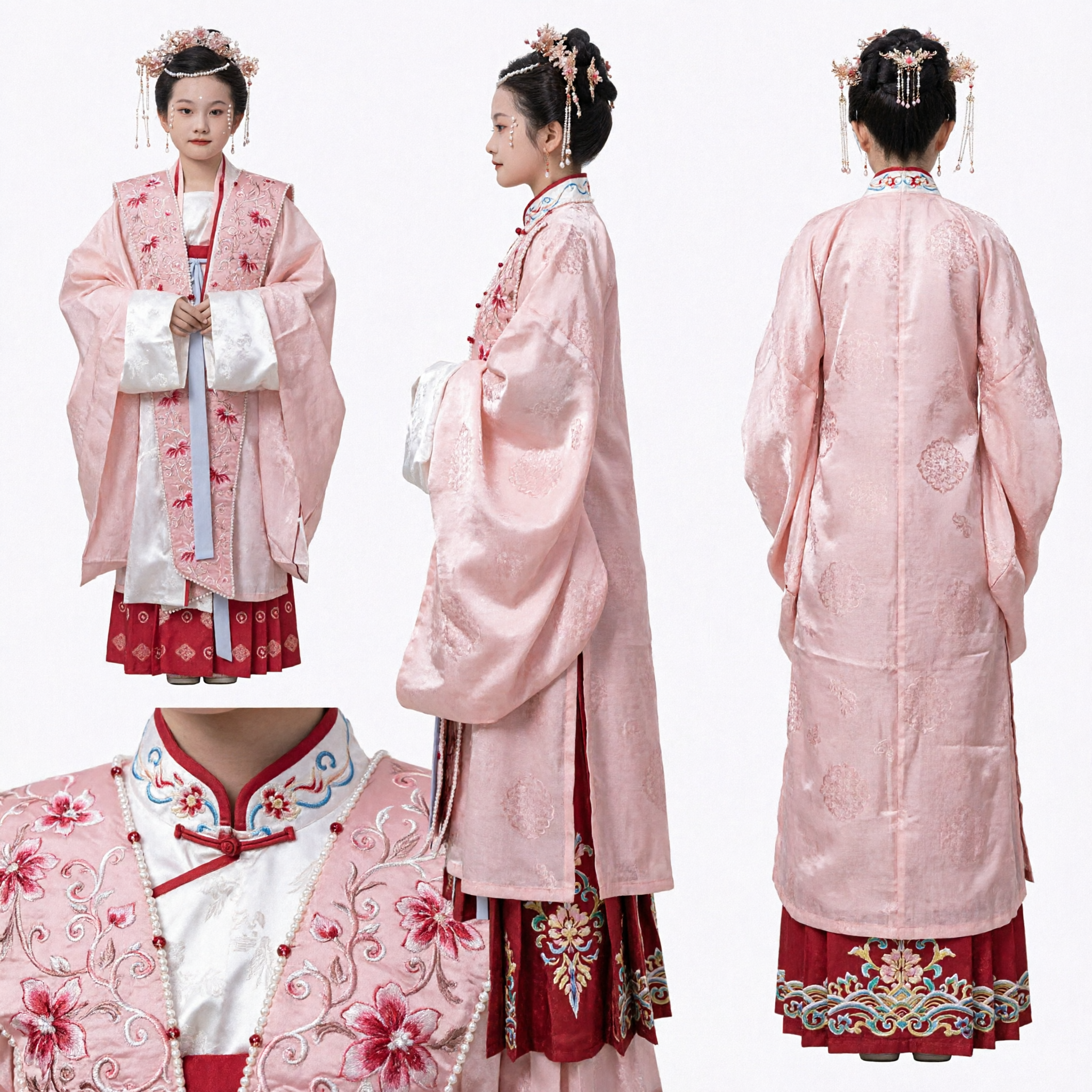 Traje Hanfu Tradicional Chino para Niñas Vestido Rosa de Princesa Antigua Traje para Actuación en Festivales Infantiles - Asian Costume