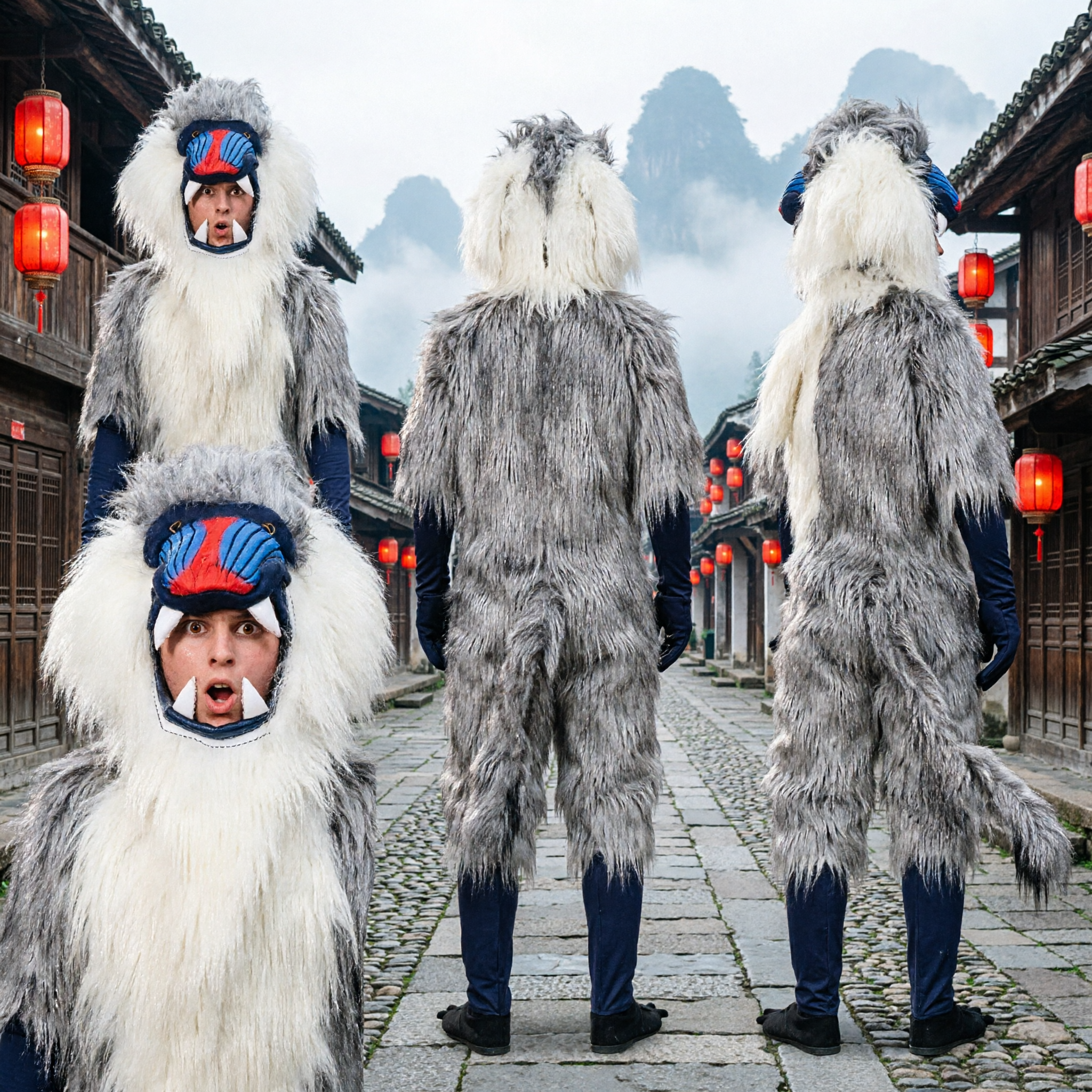 Costume réaliste de mandrill pour adulte, style Rafiki du Roi Lion, cosplay d'Halloween, combinaison animale complète - Asian Costume