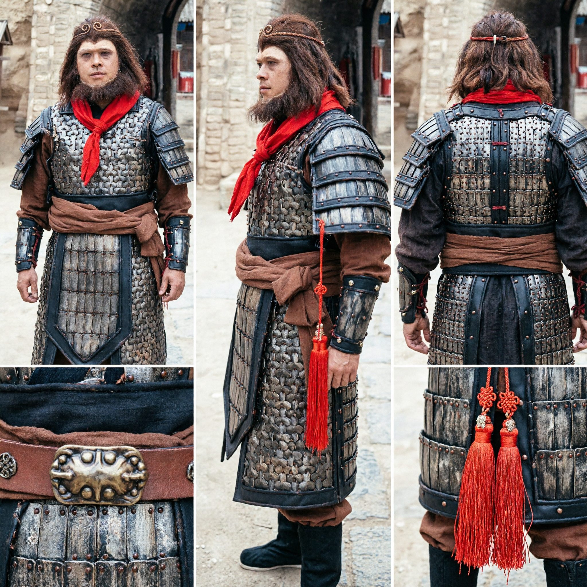 Traditional Chinese Sun Wukong Monkey King Warrior Armor Cosplay Costume for Men Halloween Parties - Asian Costume