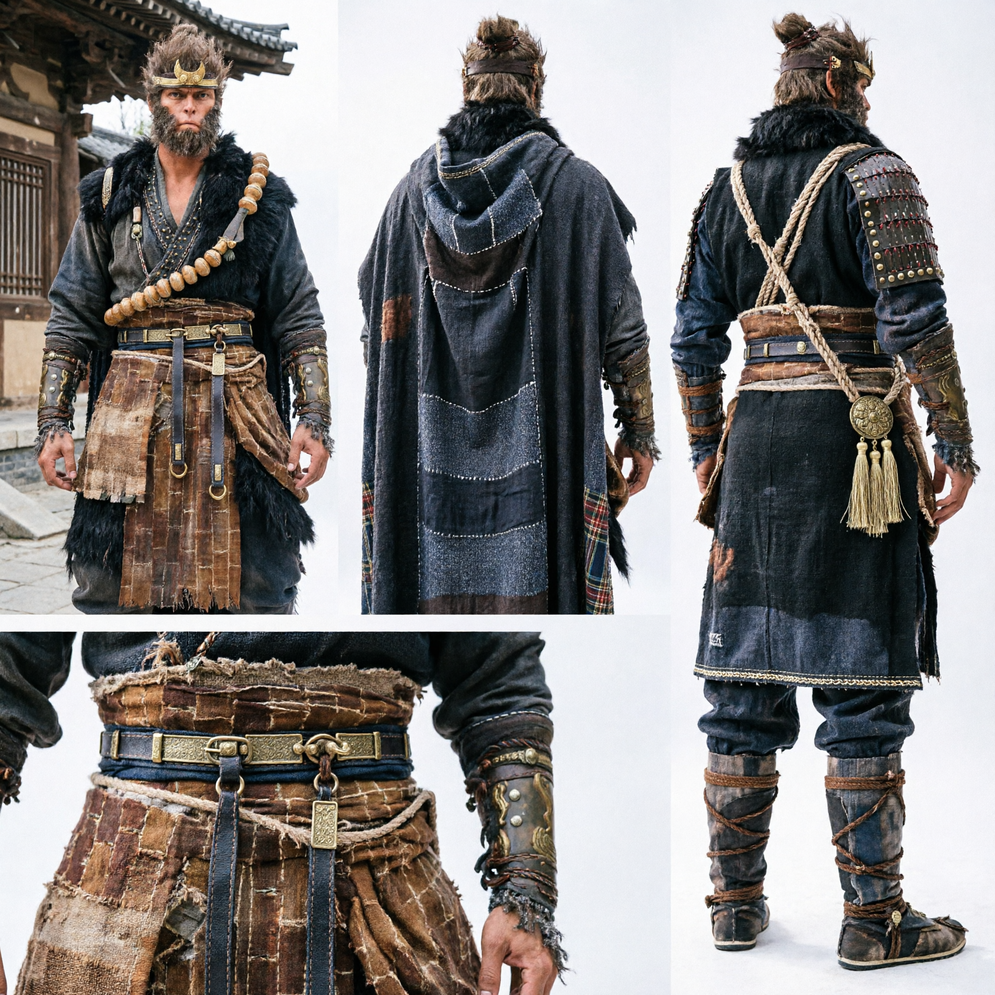 Traje de Cosplay Black Myth Wukong (Sun Wukong), Armadura de Guerreiro Tradicional Chinês para Homens - Asian Costume