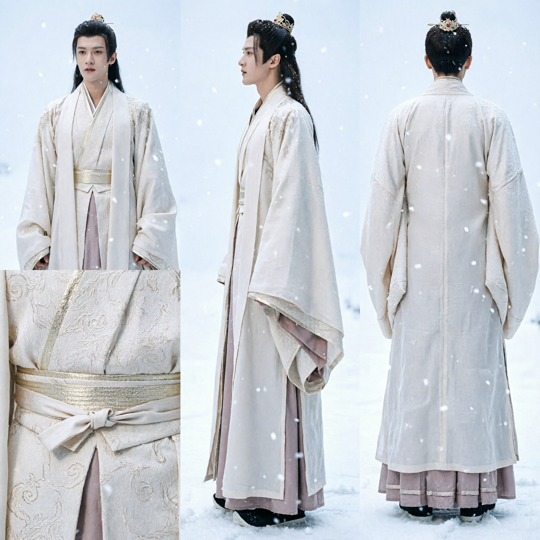 Mannen Traditioneel Chinese Hanfu Oud Wit Gewaad Kostuum Xianxia Drama Cosplay Outfit voor Nobele Geleerde - Asian Costume