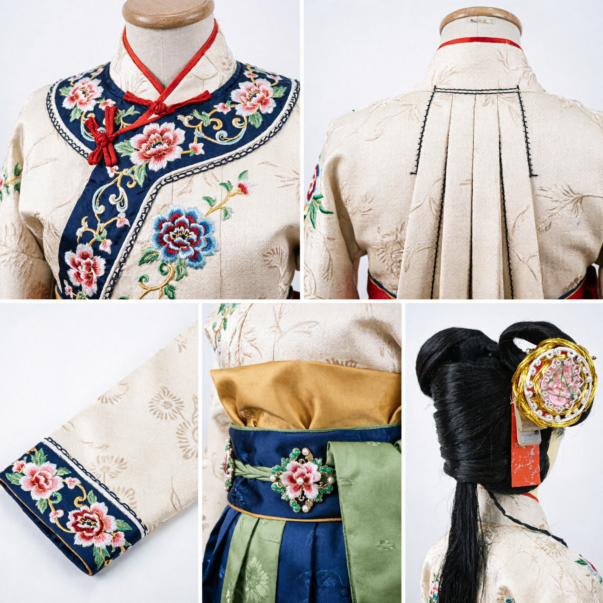 باروكة الغيشا اليابانية التقليدية مع زينة الشعر كانزاشي الذهبية الزهرية للكوزبلاي وزي الكيمونو - Asian Costume