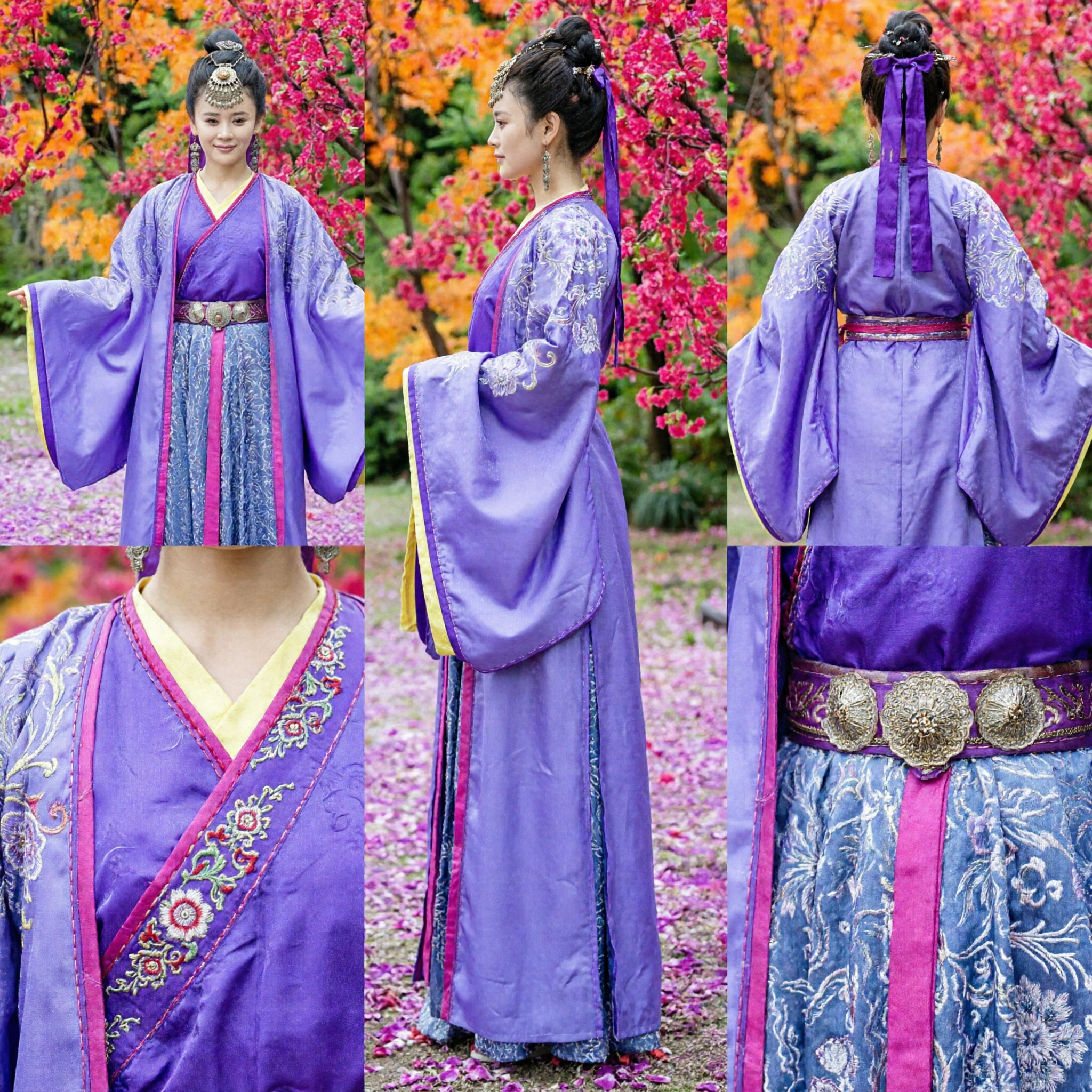 Vrouwen paars blauw Hanfu traditioneel Chinees oud kostuum feeënjurk voor cosplay optreden - Asian Costume