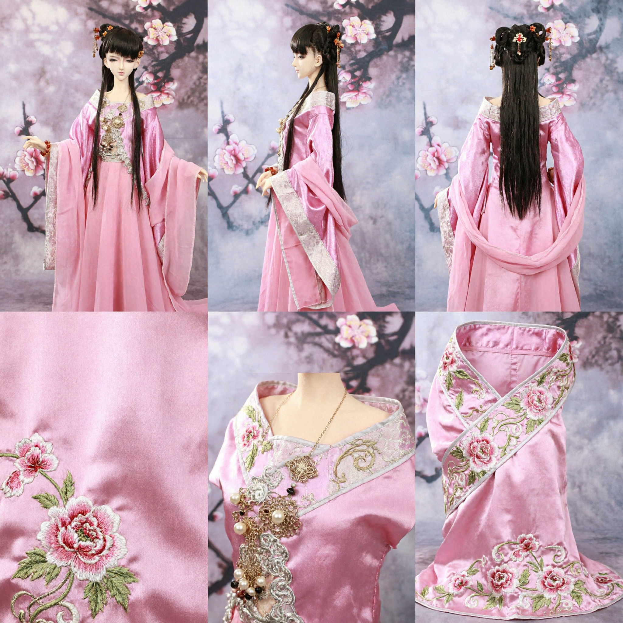 Elegante roze Hanfu BJD-pop traditioneel Chinees oud kostuum mode verzamelobject cadeau voor tieners en volwassenen - Asian Costume