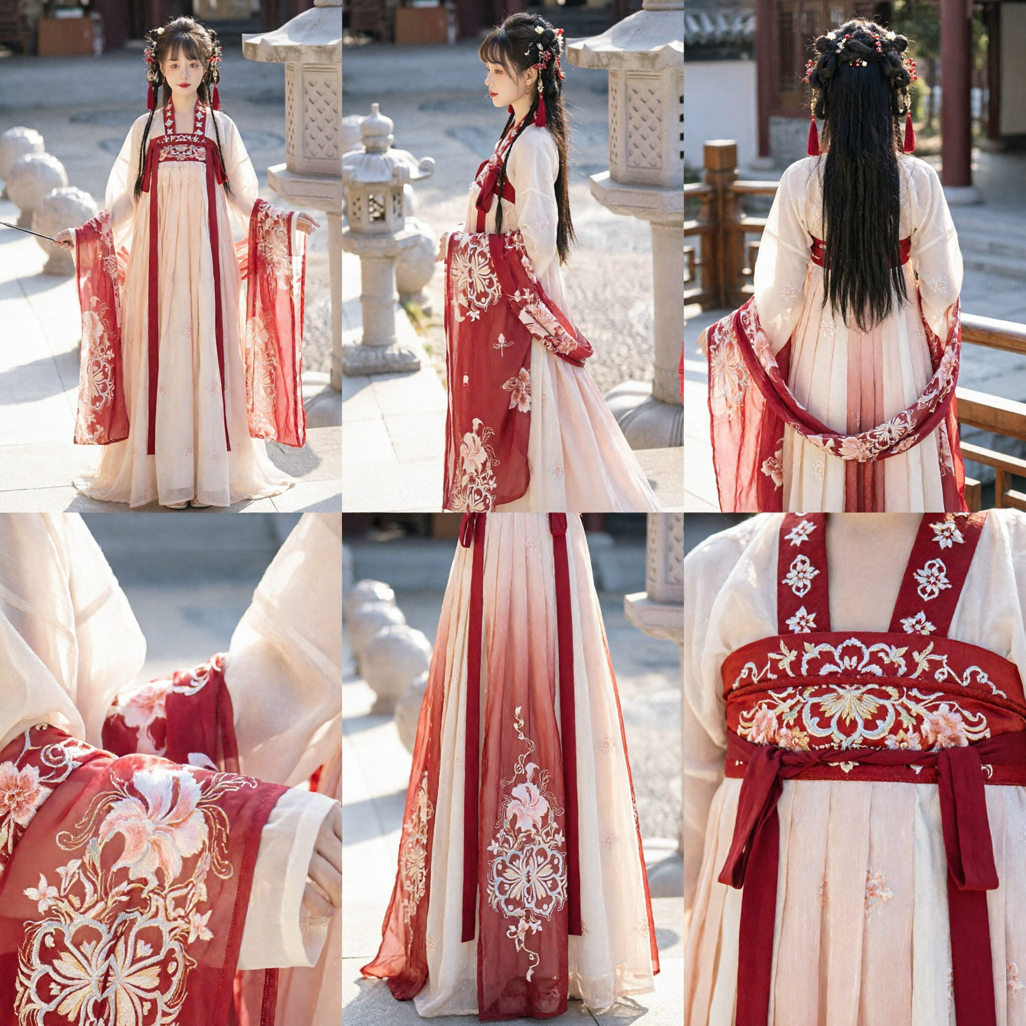 Robe Hanfu Ancienne de la Dynastie Tang pour Femme, Costume Traditionnel Ruqun Élégant Brodé pour Festivals - Asian Costume