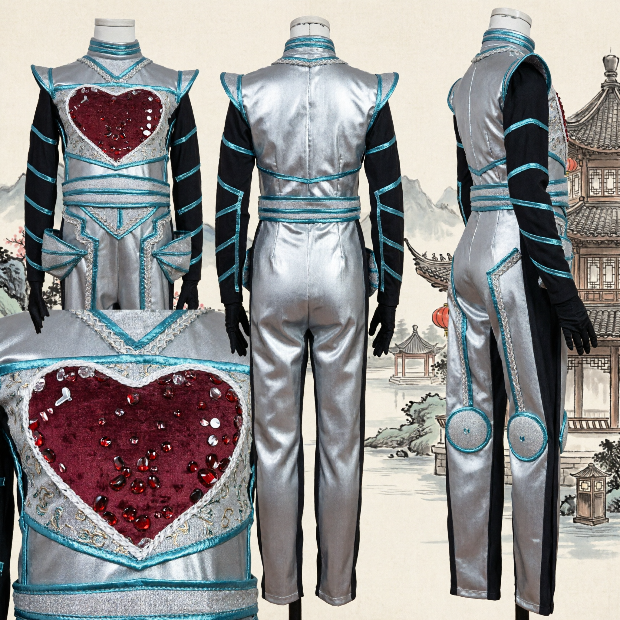 زي رجل القصدير الفضي للرجال، زي من فيلم ساحر أوز، للعروض المسرحية وكوزبلاي الهالوين - Asian Costume