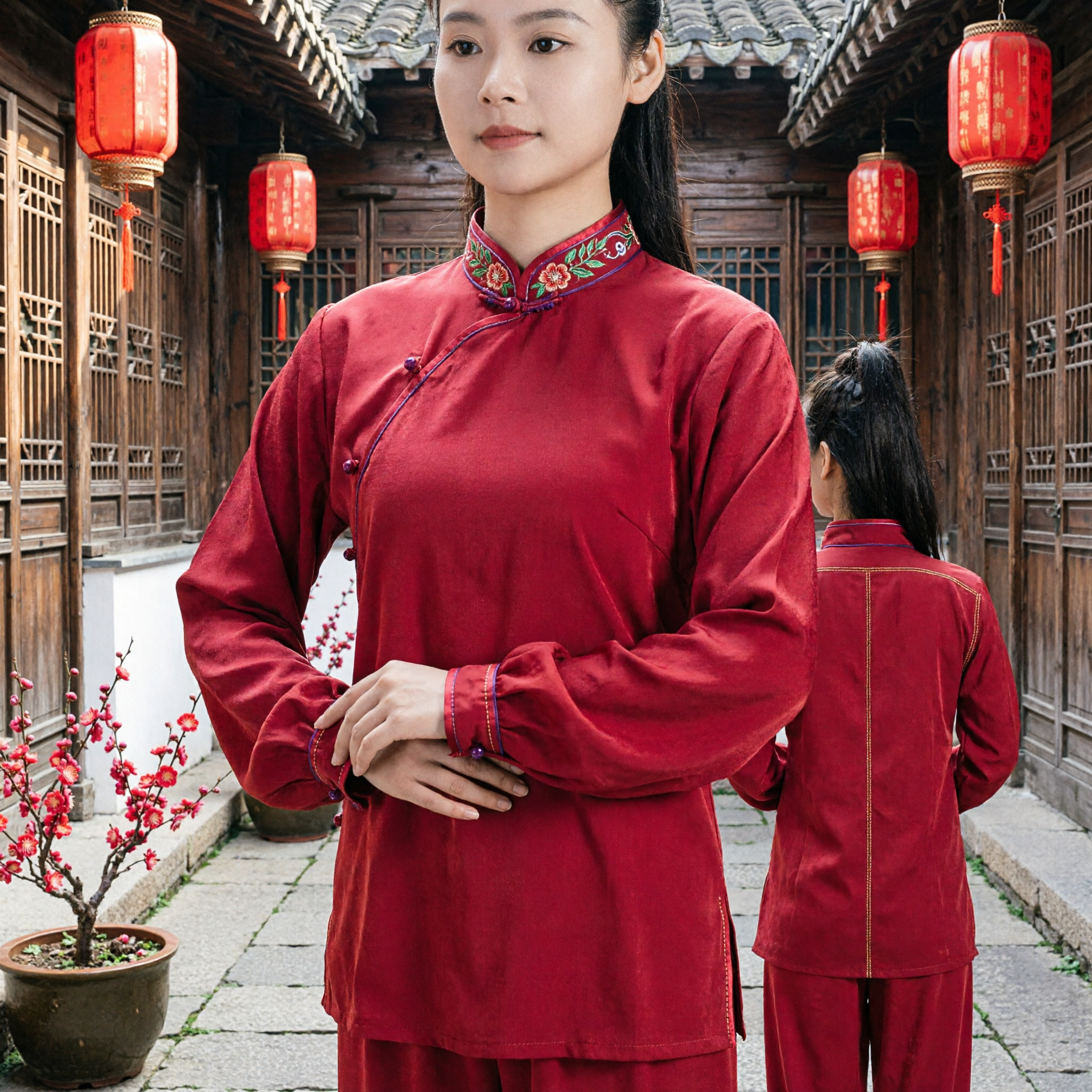 Traditionelle Chinesische Rote Kung-Fu-Uniform Frauen Tai-Chi Kampfkunst-Kostüm für Auftritt und Training - Asian Costume