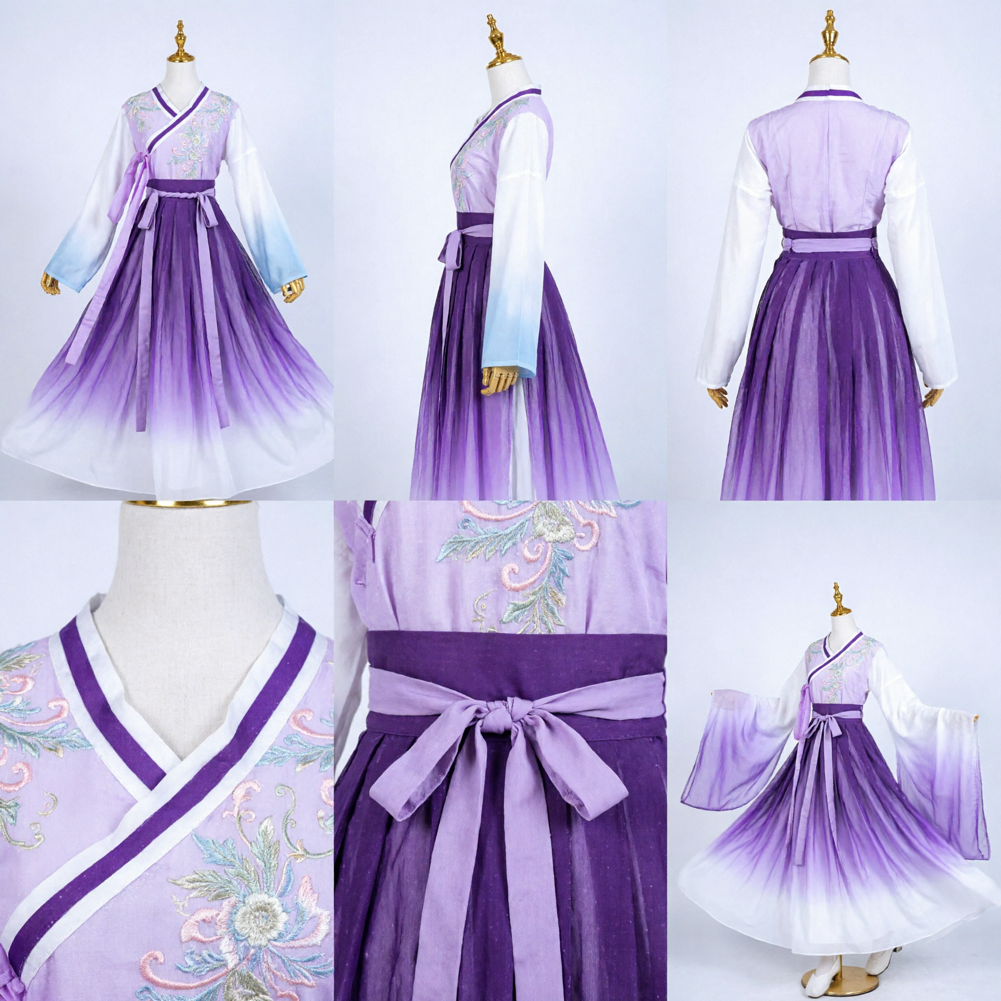 Hanfu Élégant à Dégradé Violet - Costume de Fée Ancien Traditionnel Chinois pour Femmes - Pour Spectacle de Danse Classique - Asian Costume