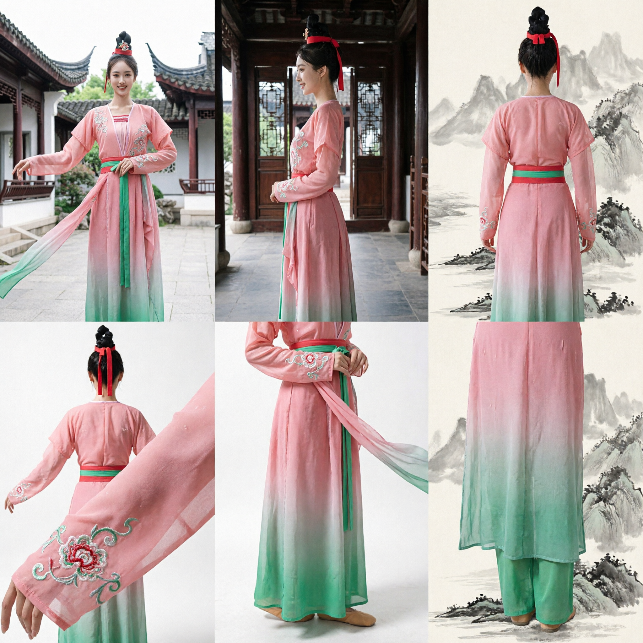 Traditioneel Chinese Tang Dynastie Volksdans Kostuum Roze Verloop Hanfu voor Vrouwen Podiumoptreden Jurk - Asian Costume