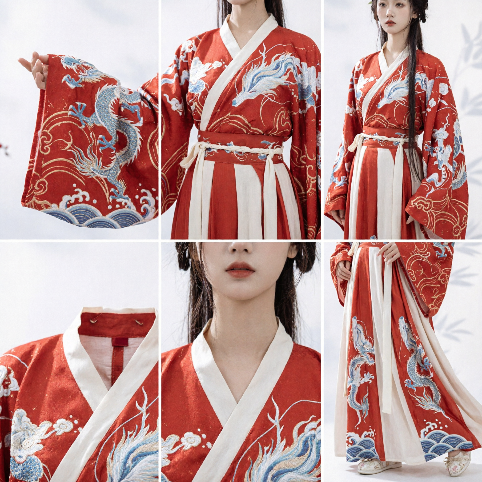 Traje Tradicional Hanfu Chino Túnica Roja con Estampado de Grullas Traje Antiguo para Mujeres para Presentaciones y Cosplay - Asian Costume