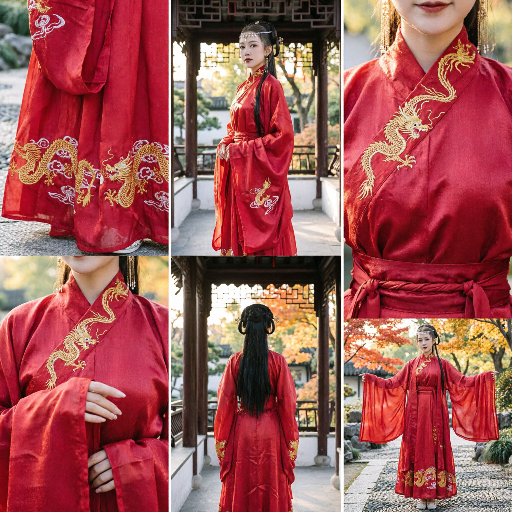 Robe Hanfu Rouge Traditionnelle Chinoise pour Femmes - Costume de la Dynastie Ming Ancien avec Broderie de Dragon - Asian Costume
