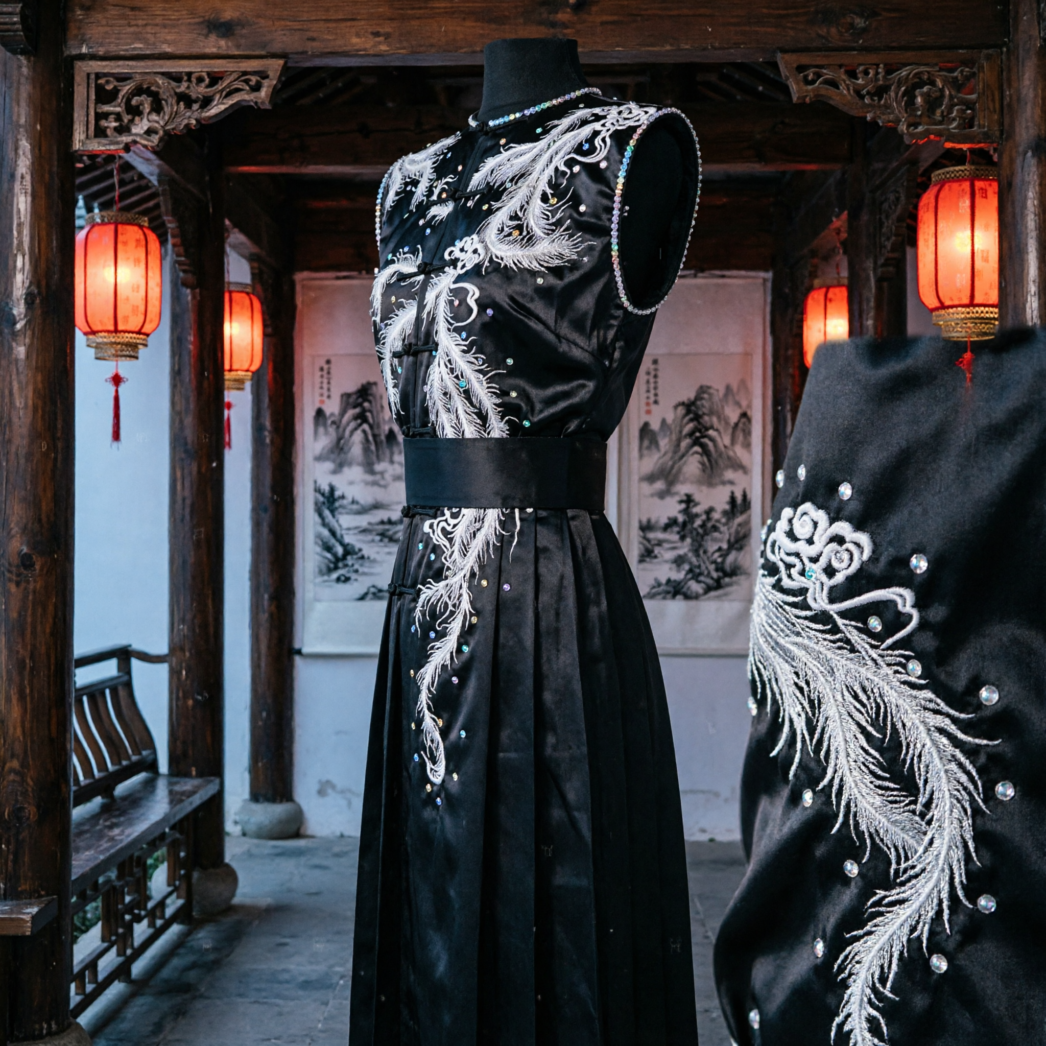Traje Tradicional Chinês Kung Fu Preto para Mulheres, Uniforme Wushu Bordado, Traje de Performance para Tai Chi - Asian Costume
