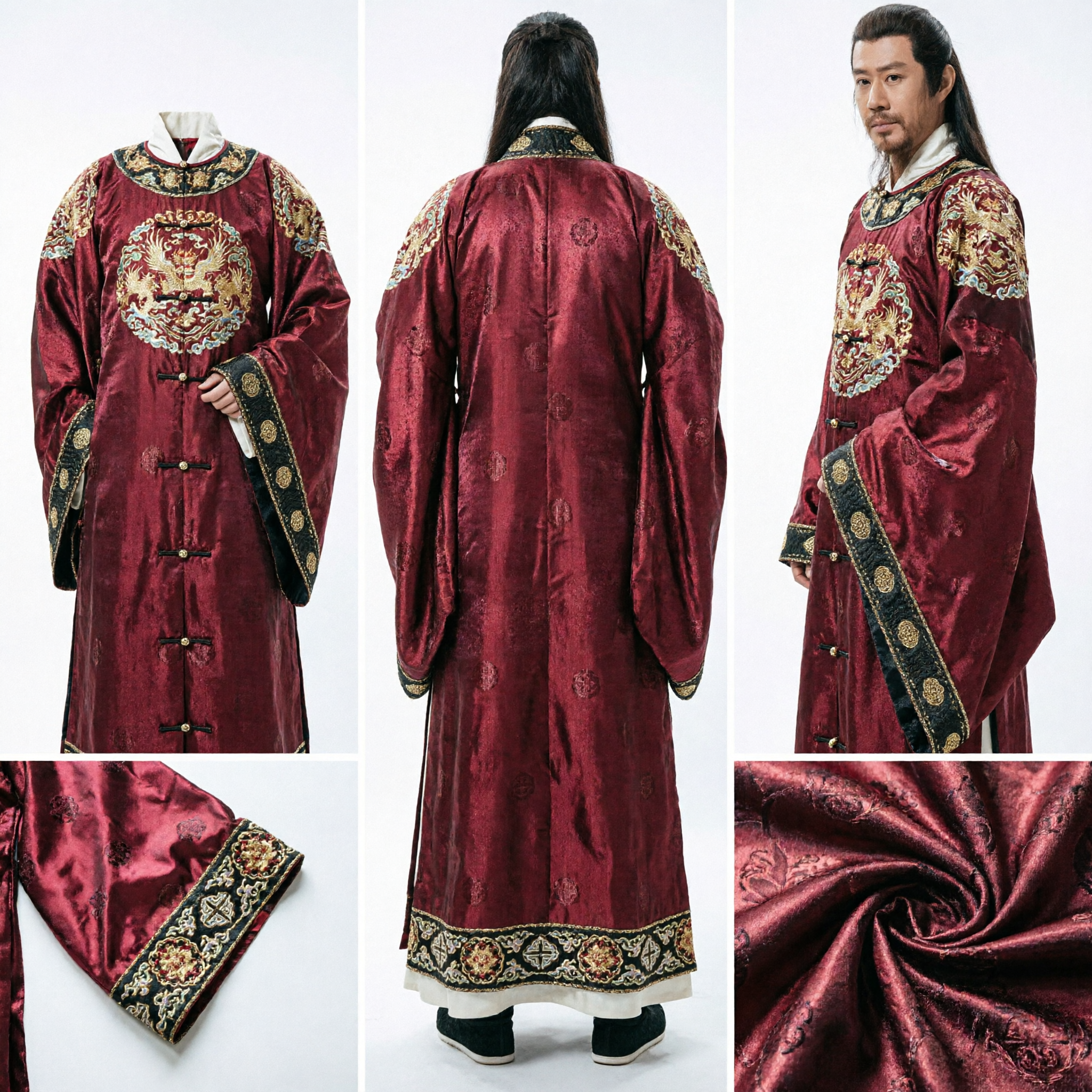 Oud Chinees Wuxia Zwaardvechter Kostuum Mannen Rood Hanfu Gewaad Traditionele Vechtsporten Kleding - Asian Costume