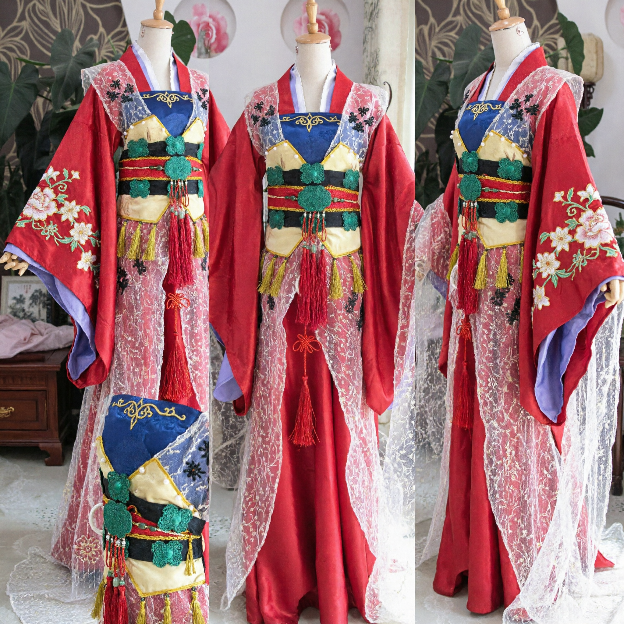 Traje Tradicional Chinês Antigo Hanfu Vermelho Vestido de Dama do Palácio da Dinastia Tang para Mulheres Casamento e Cosplay - Asian Costume