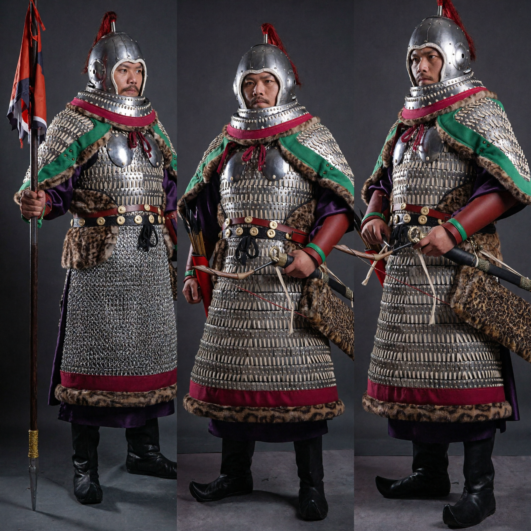Costume d'Armure de Général de la Dynastie Ming Chinoise Traditionnelle Ensemble Complet avec Casque pour Hommes Cosplay Historique - Asian Costume