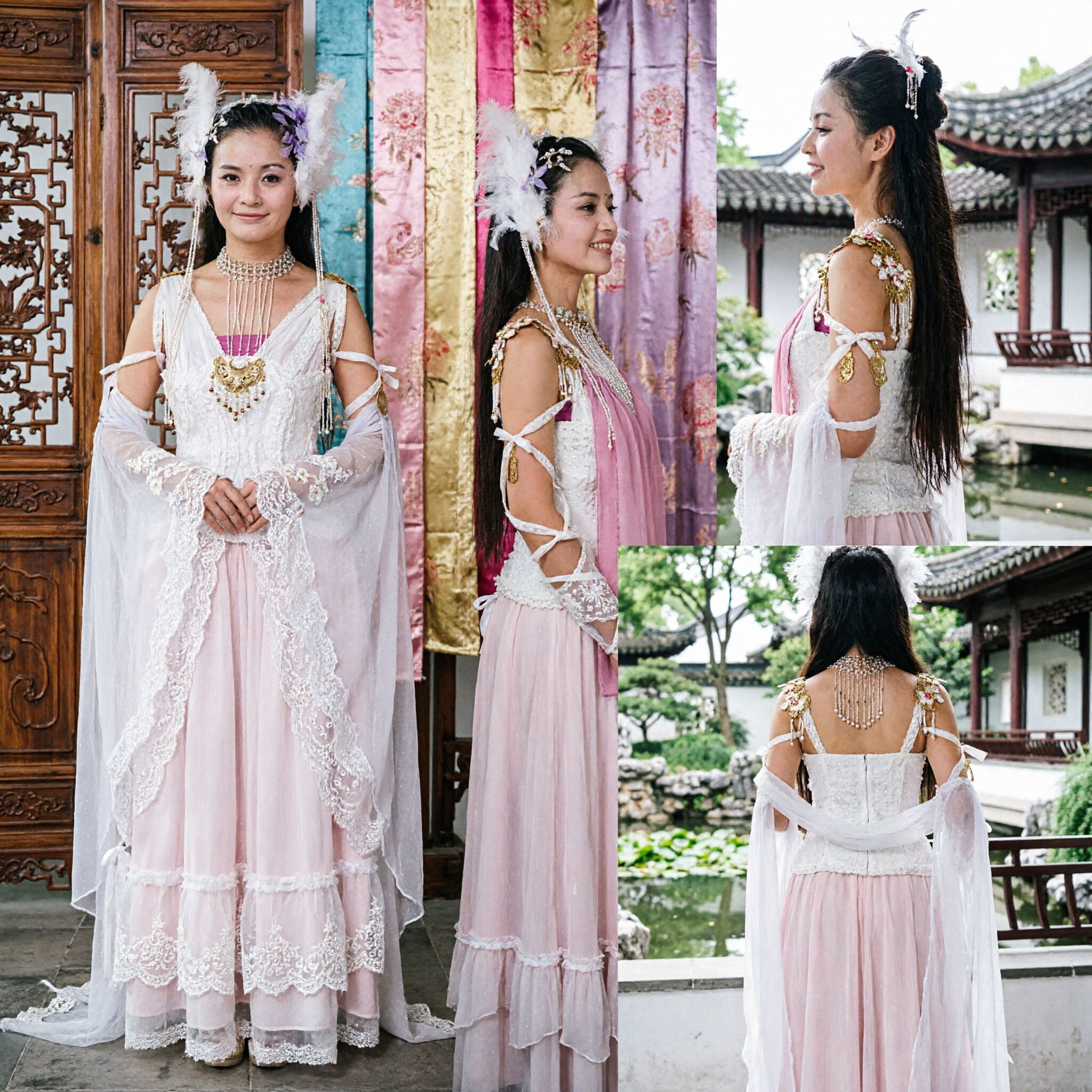 Elegante Costume da Principessa Fata Antico Cinese Bianco Abito Hanfu Tradizionale Fantasy per Donne Cosplay e Spettacolo - Asian Costume