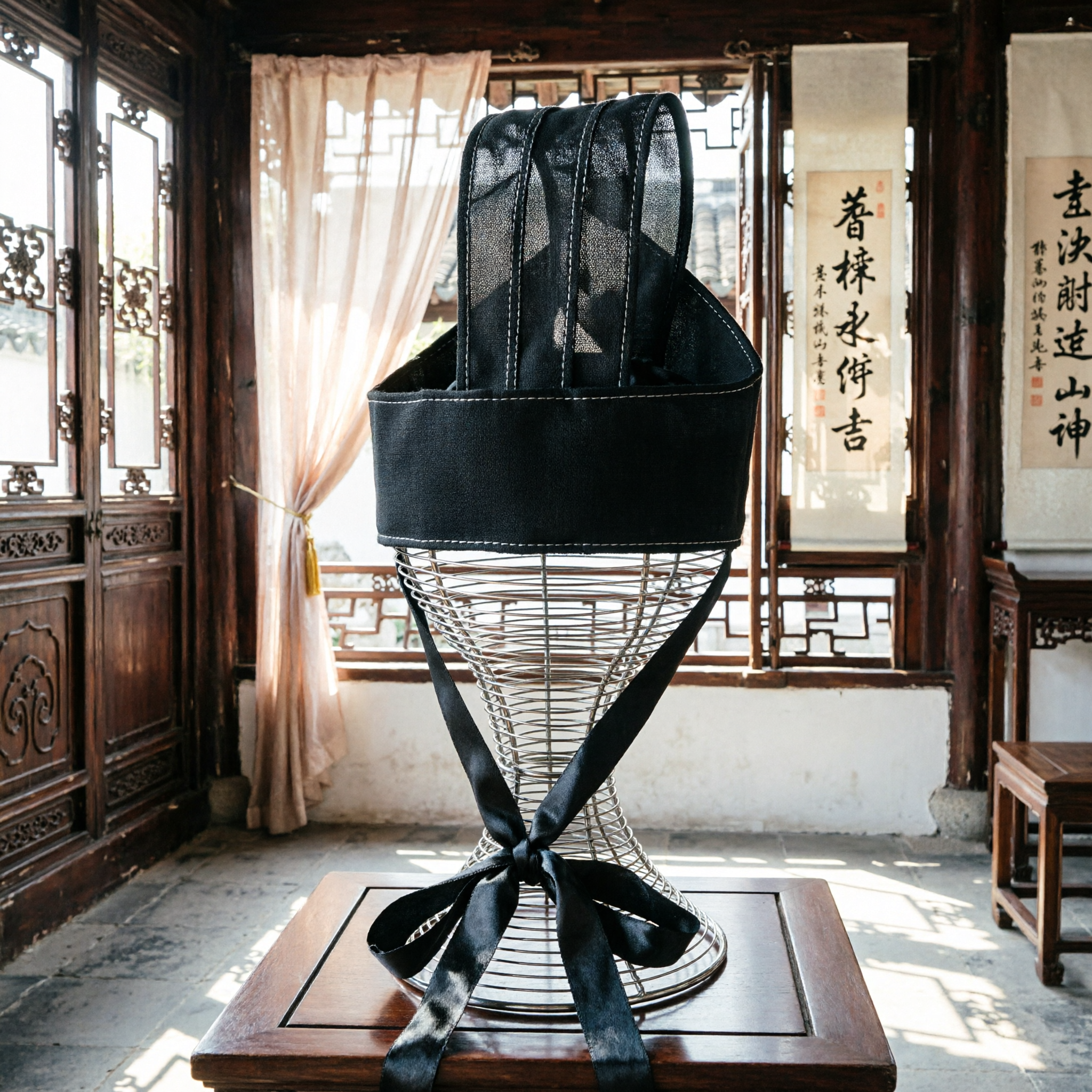 Gorro de Gasas Negro de Oficial Antiguo Tradicional Chino Accesorio para la Cabeza Hanfu para Hombre para Cosplay de Traje Histórico - Asian Costume