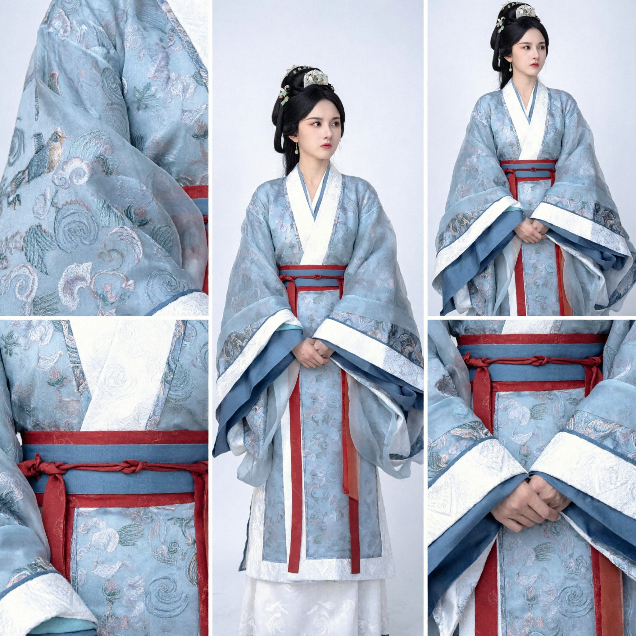 Costume Hanfu Chinois Élégant Bleu Princesse Noblesse Ancienne Traditionnelle Robe à Manches Larges pour Femme - Asian Costume