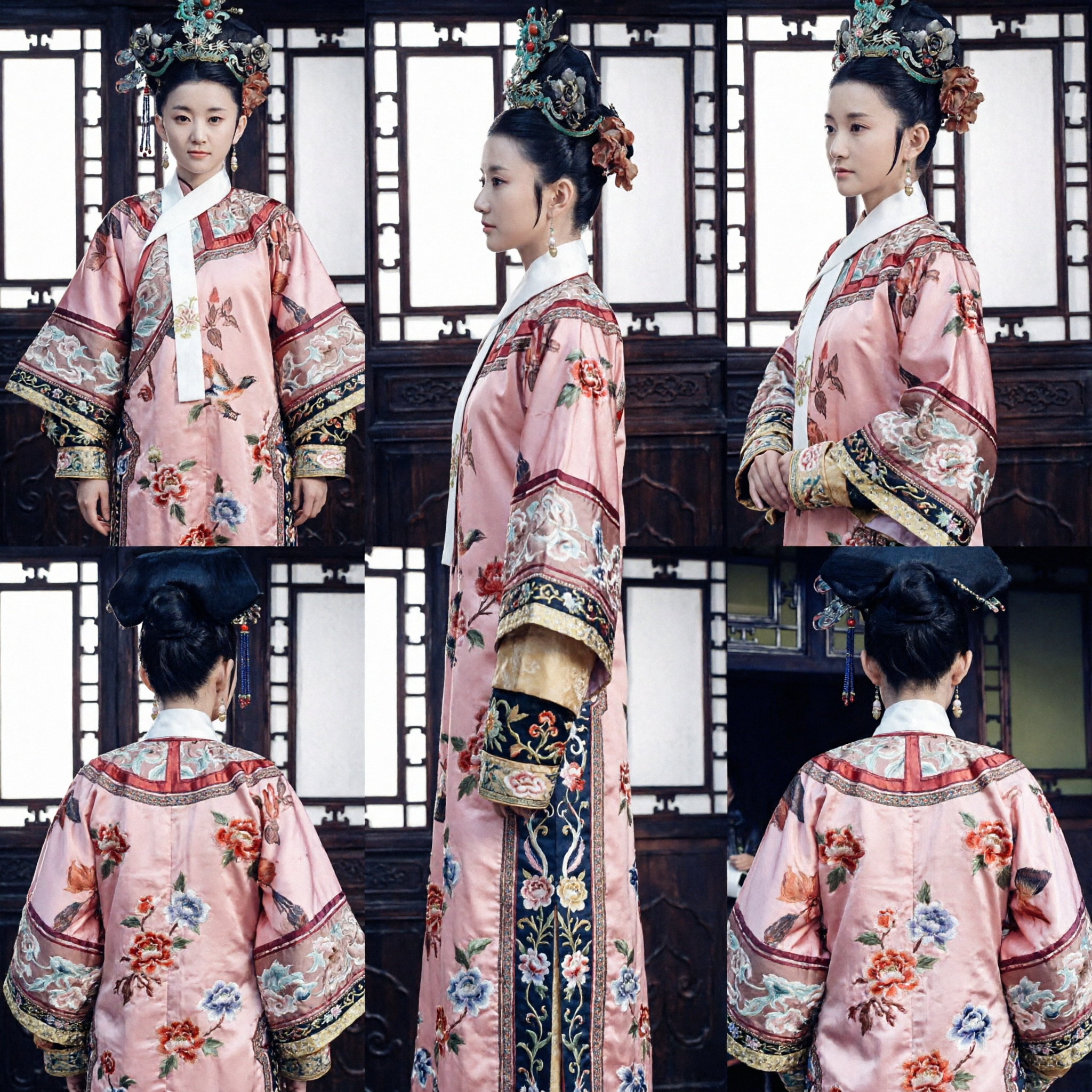 Costume élégant de concubine mandchoue de la dynastie Qing rose - Robe traditionnelle chinoise brodée pour cosplay - Asian Costume